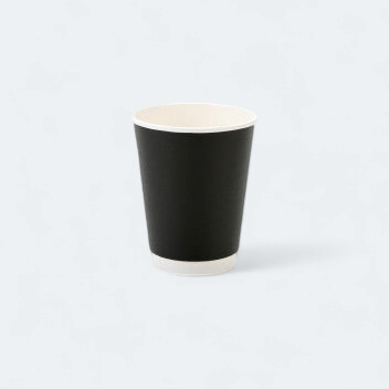 350ml Vending Paper Coffee Cups Disposable Double Wall Black White Sip Lid 10pack