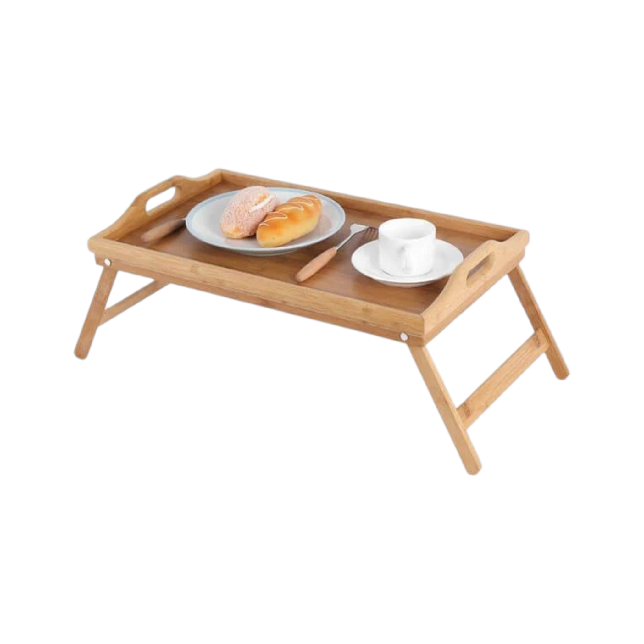 EH Breakfast Serving Tray Bamboo Natural with Folding Legs Edu Desk 21009