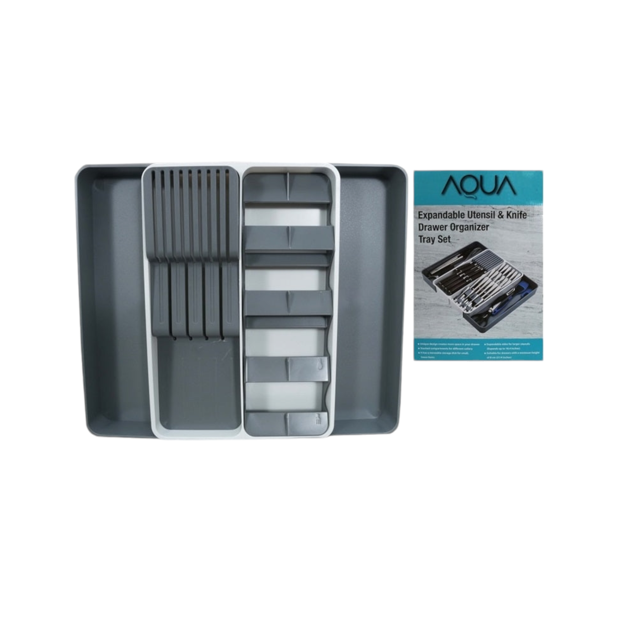 Aqua Expandable Utensil and Knife Drawer Organiser Tray 10120