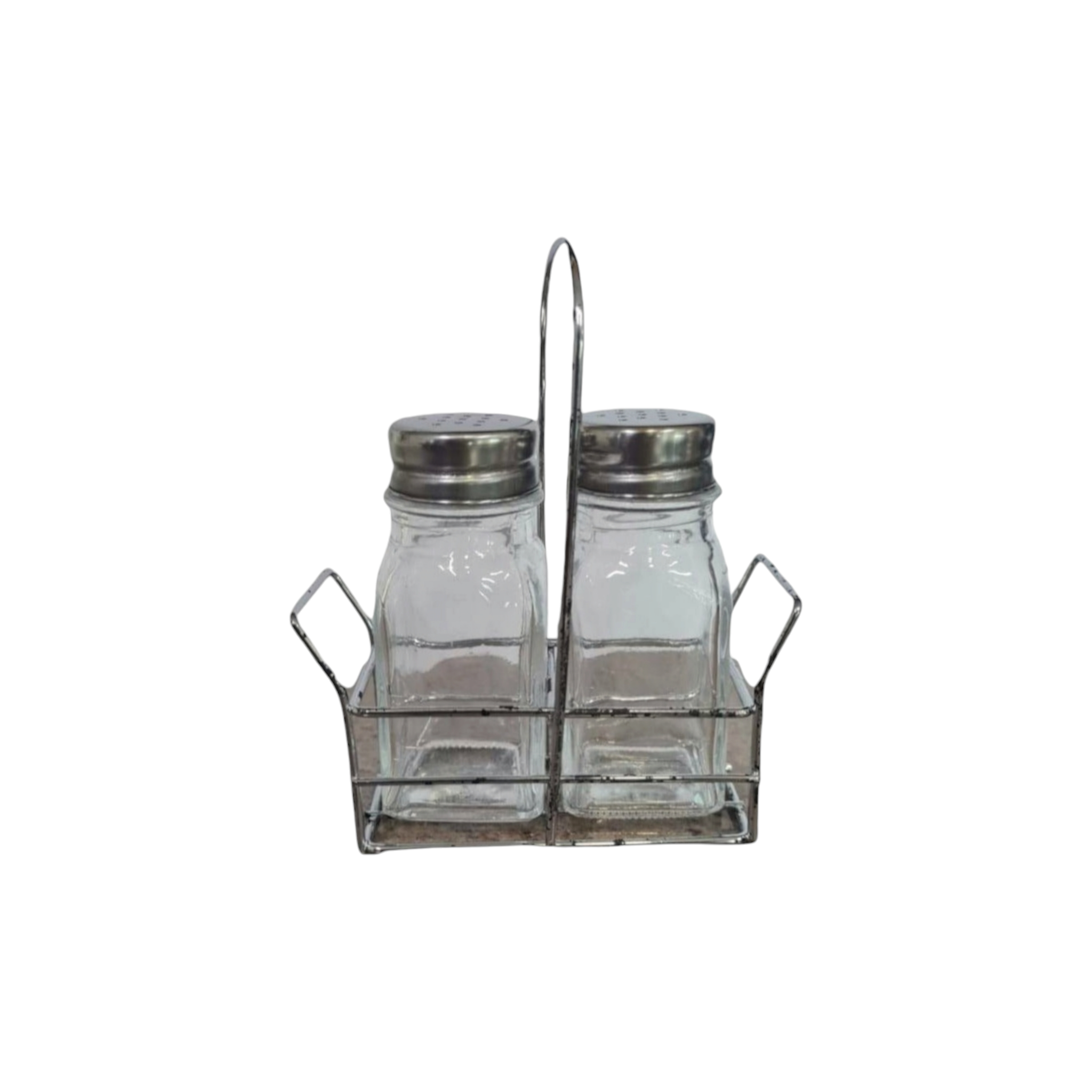 Salt & Pepper Glass Condiment Set with Stand