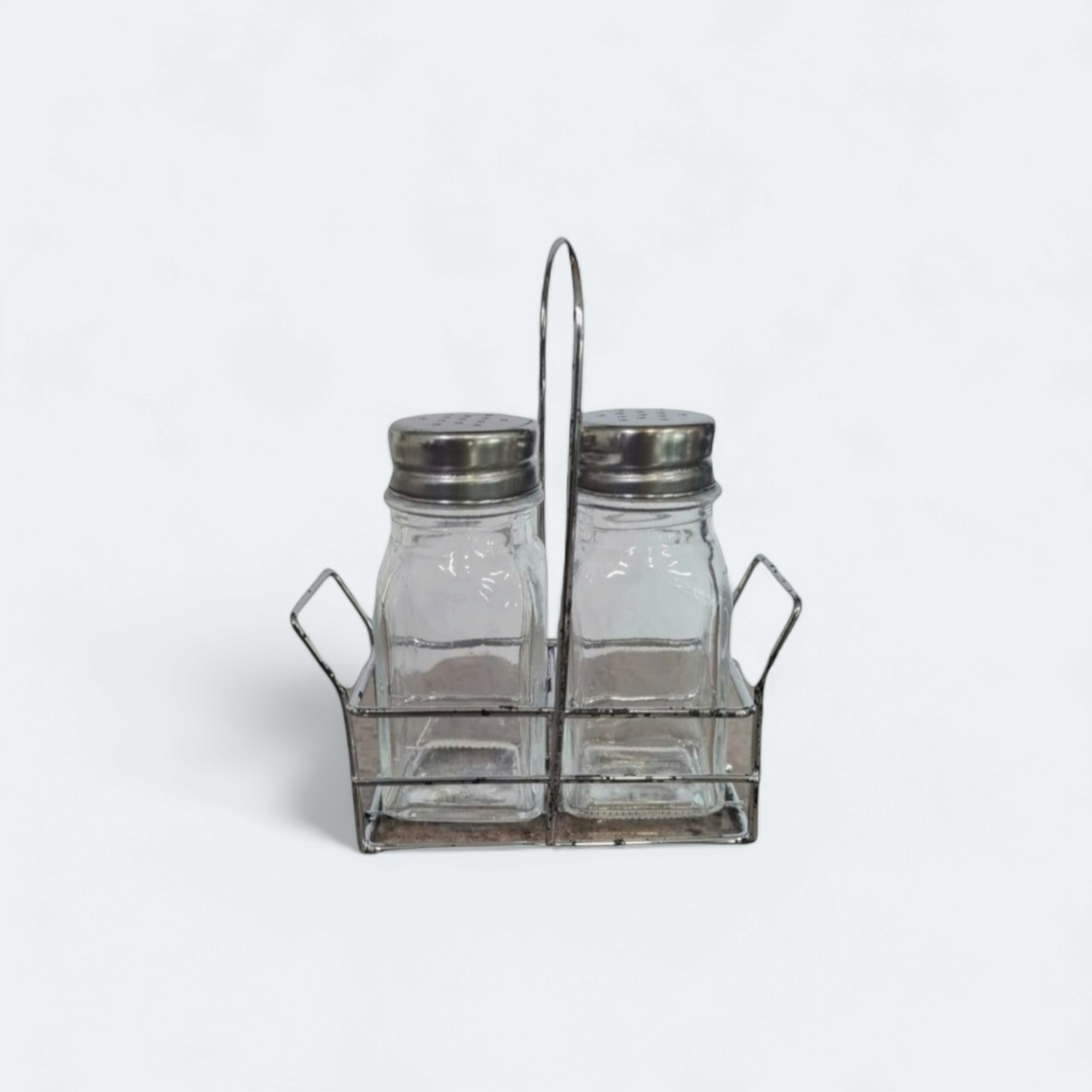 Salt & Pepper Glass Condiment Set with Stand