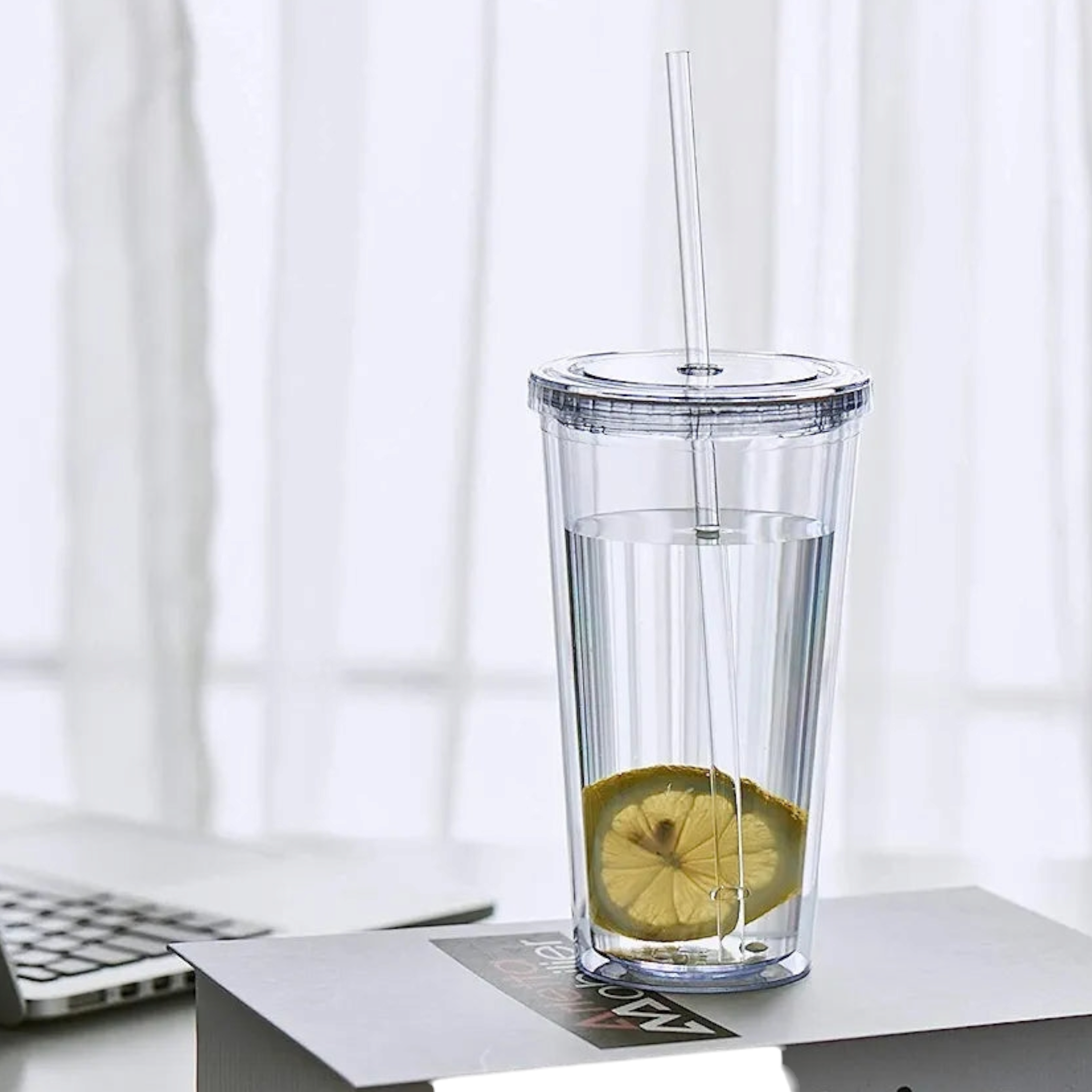 650ml Acrylic Tumbler Double Wall Insulated Cup with Straw