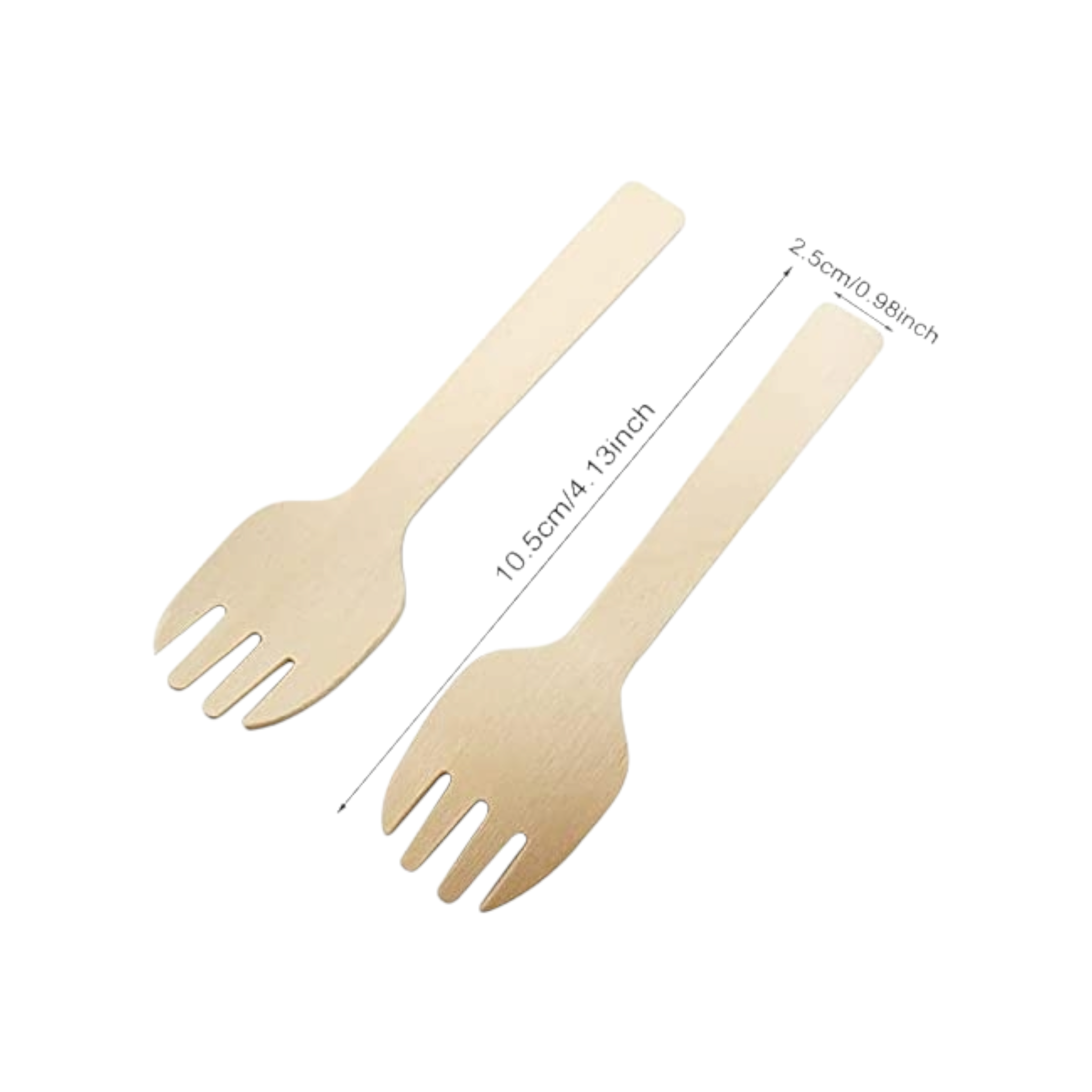 Disposable Wooden Forks 10.5cm 100pack