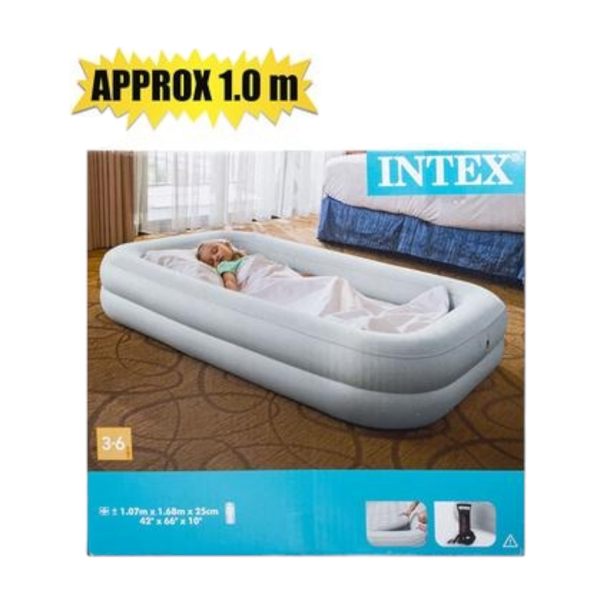 Intex Kidz Travel Air Bed with Pump Light Aqua