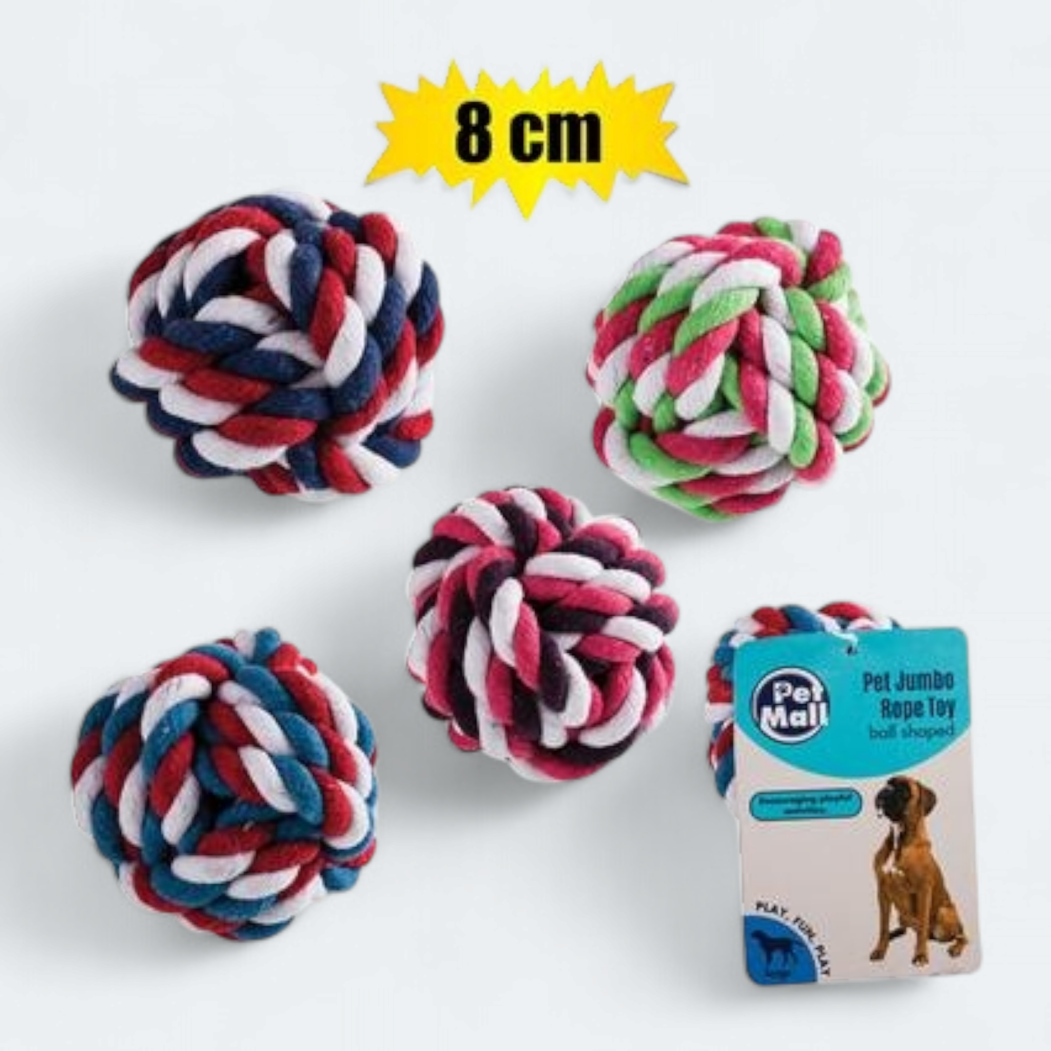 Pet Mall Dog Toy Rope Ball Jumbo 8cm 1pc