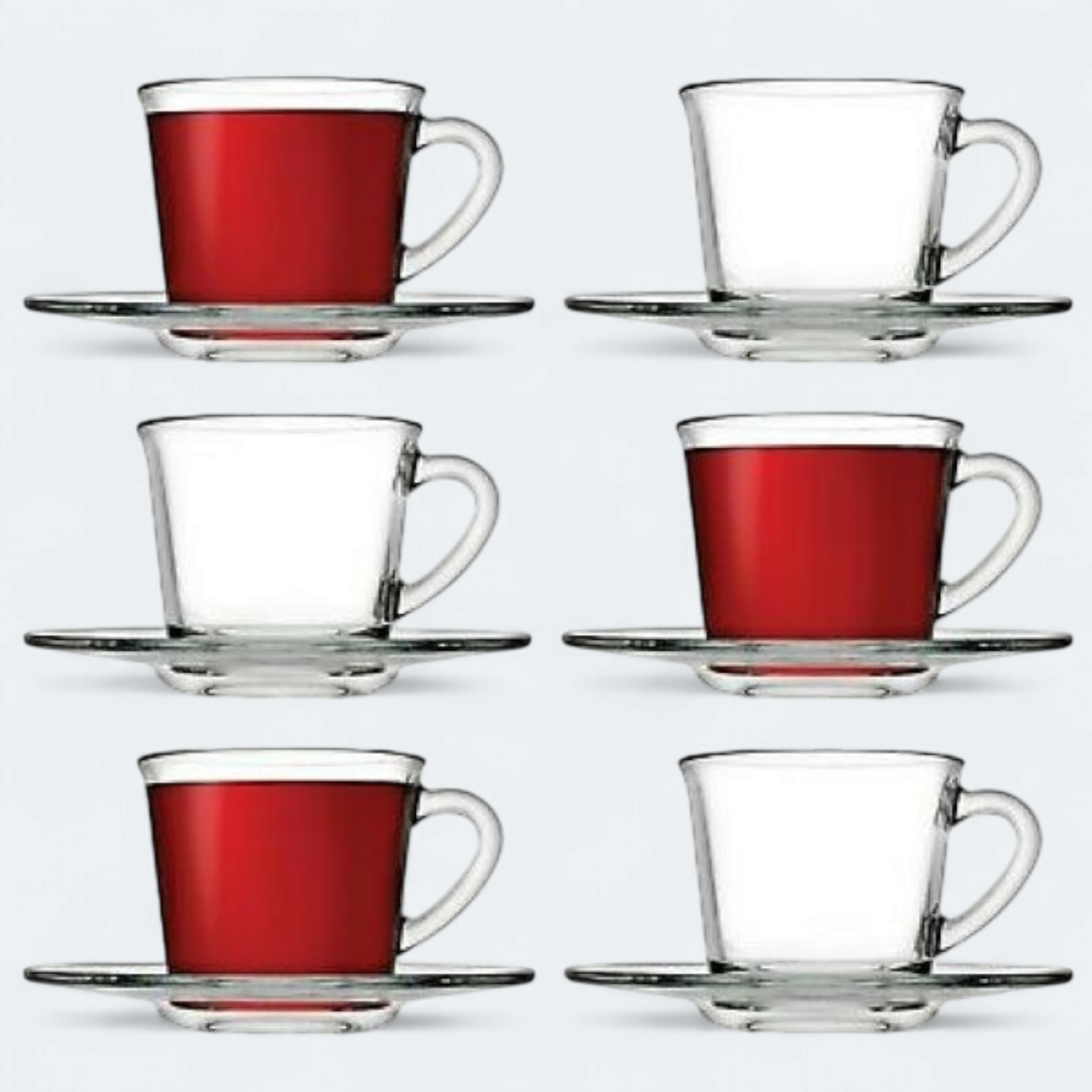 Pasabahce Espresso 190ml Tea Cup & Saucer 6pc Set Basic 24215