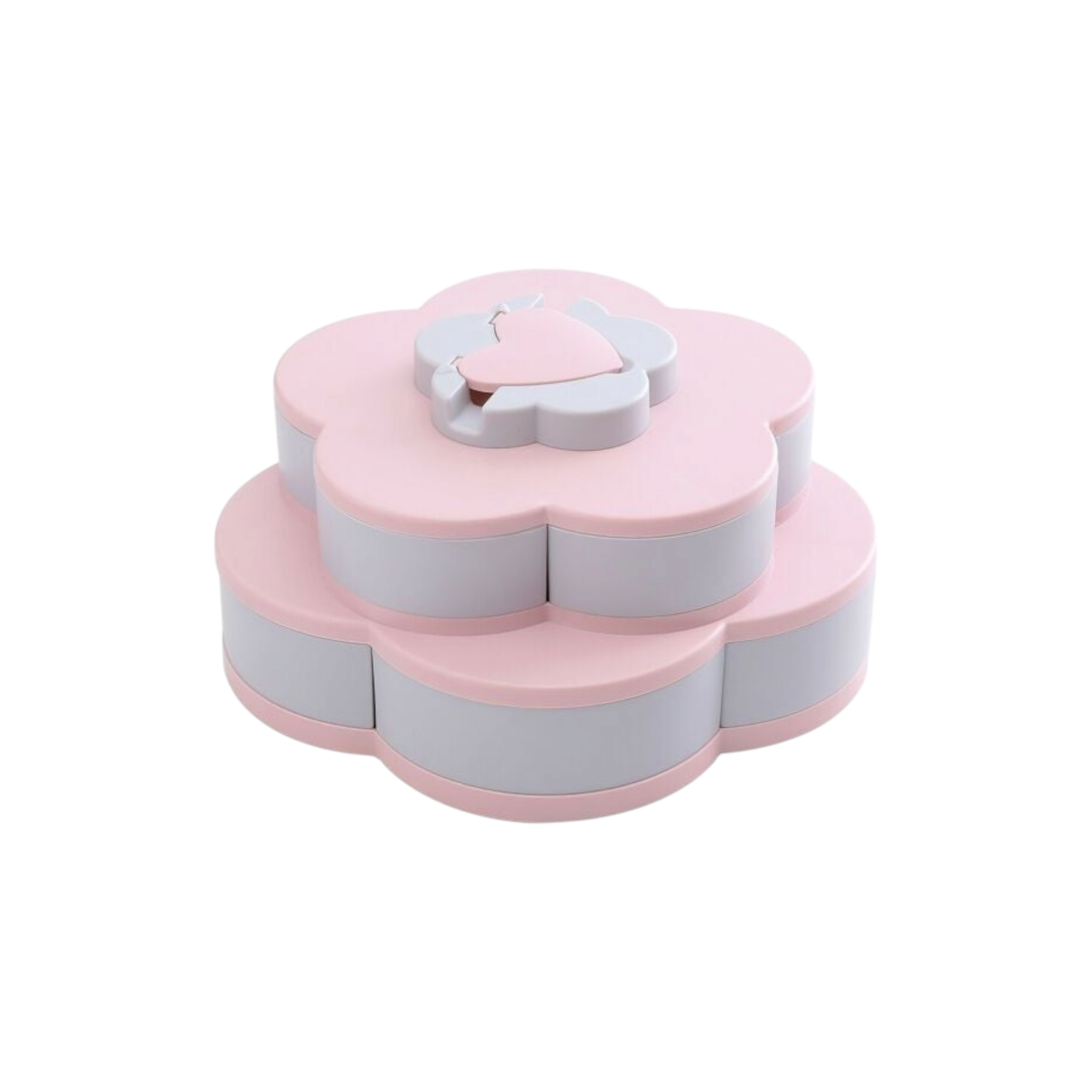 Pattern Rotating Fruit Bowl Double-Layer Rotating Fruit Candy Box Pink