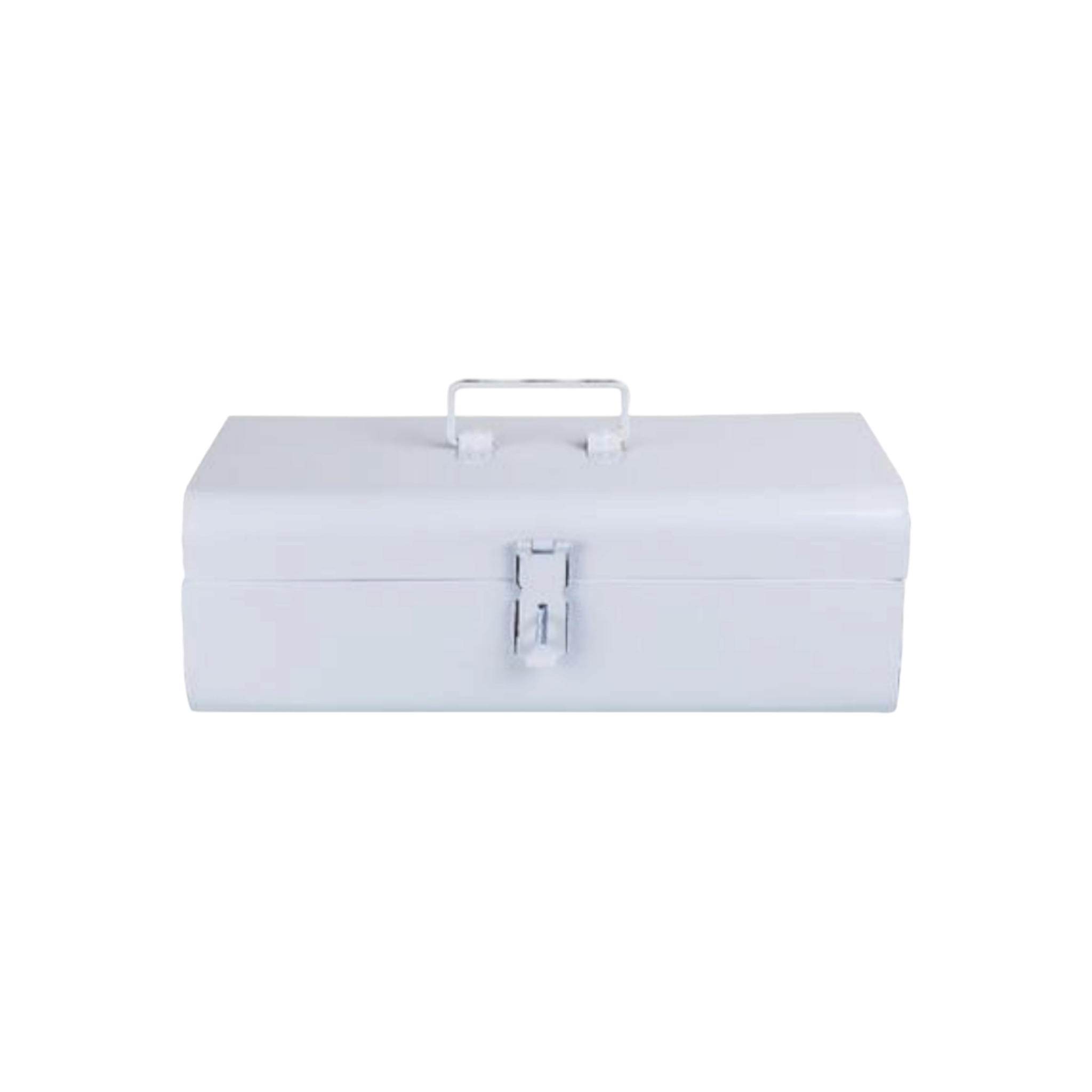 Vintage Enamel Toolbox White 36x12x15cm with Latch
