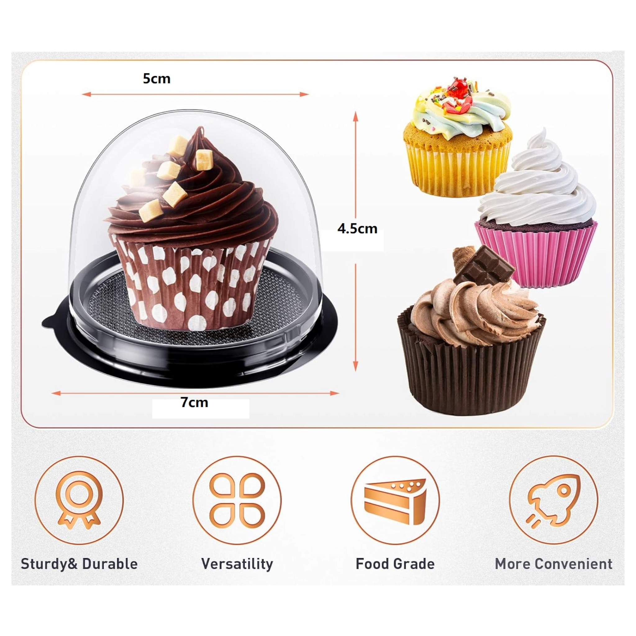 Mini Dessert Cupcake Dome & Base 10pack