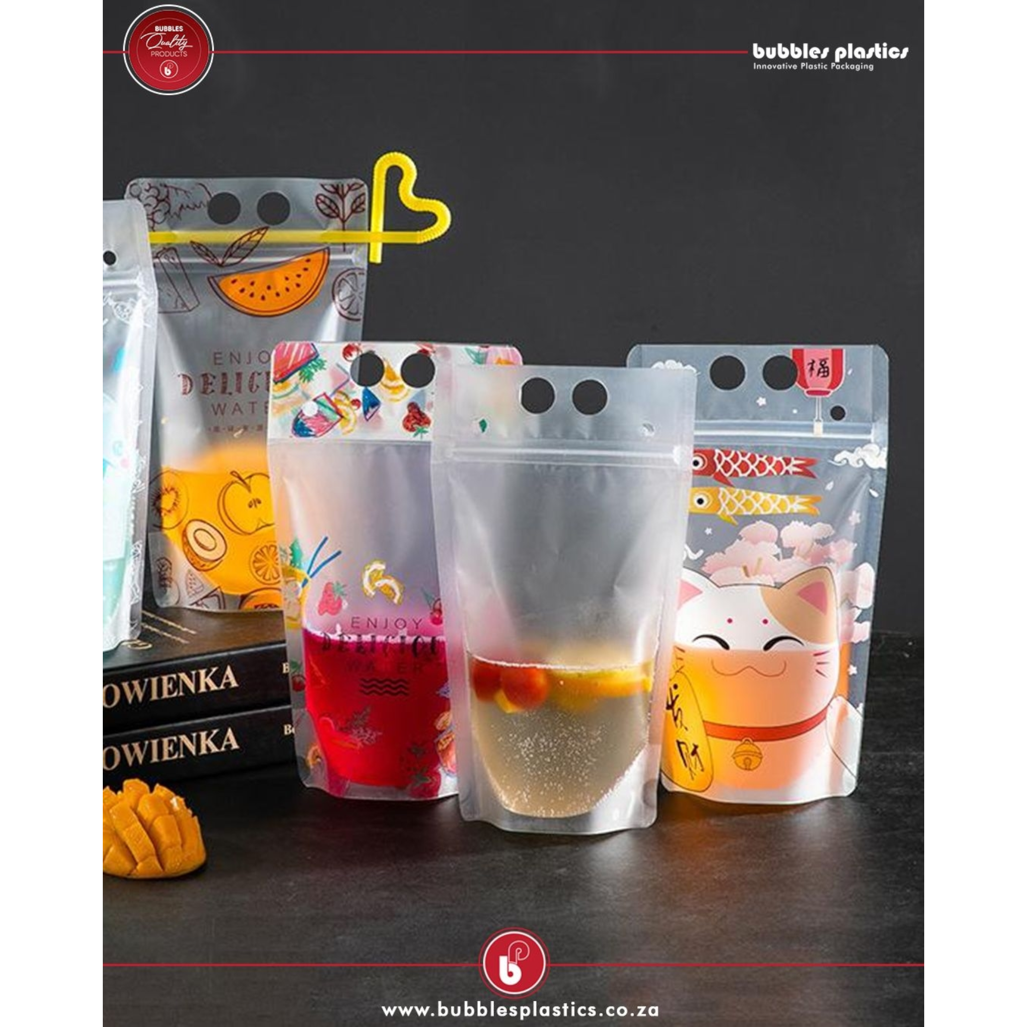 500ml Print Stand-up Drink Pouches 13x23x3cm Reusable