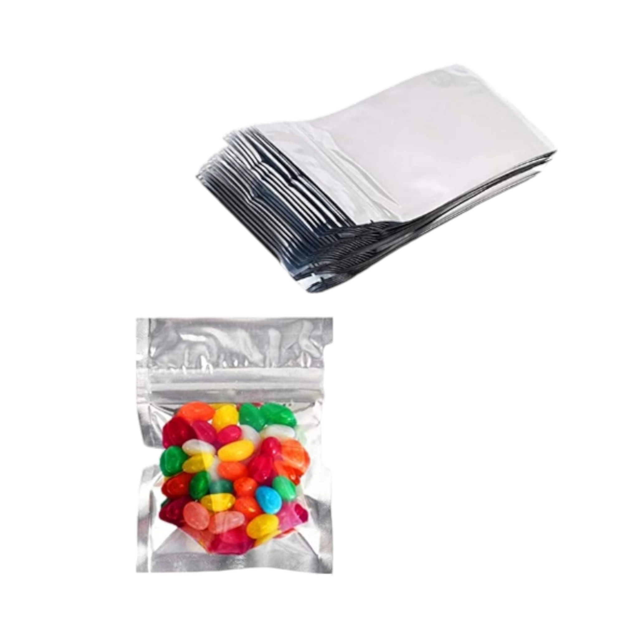 Vacuum Metalized Bags Silver 7.7cmx10cm Resealable Bags 20pack
