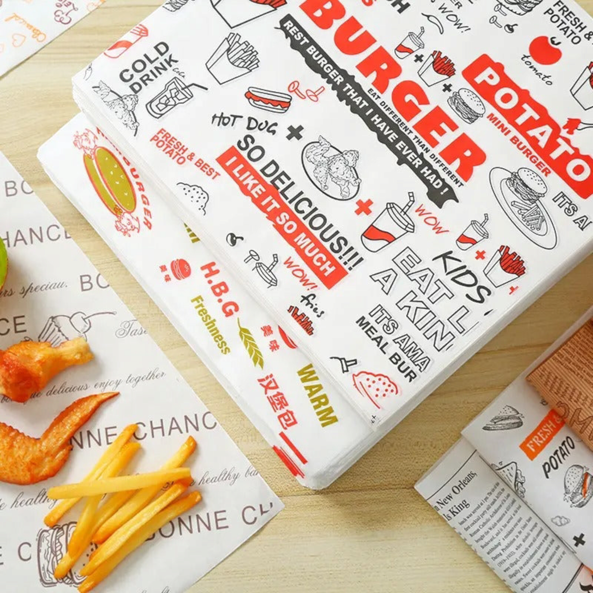 Printed Grease Proof Universal Wax Parchment Paper 100pack