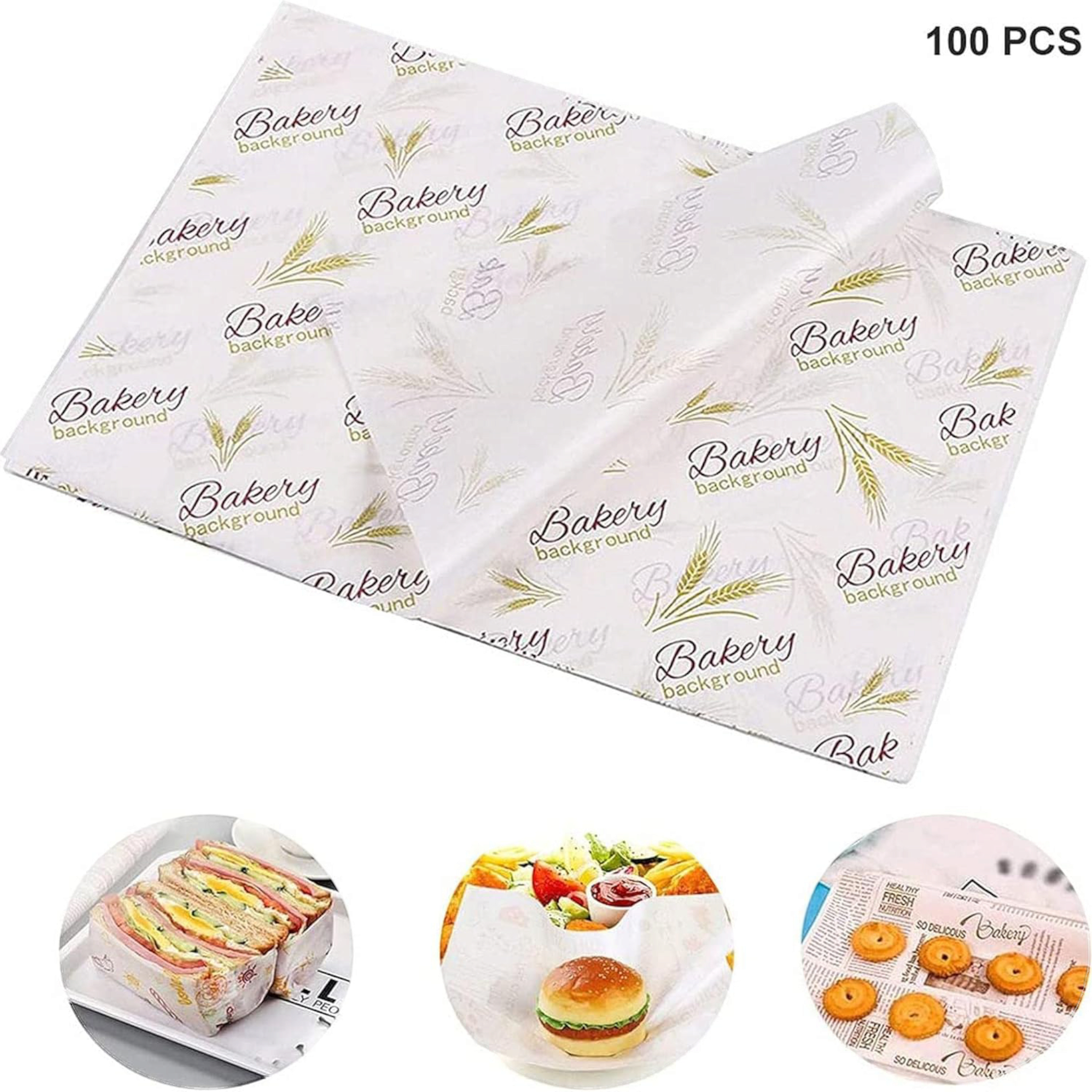Printed Grease Proof Universal Wax Parchment Paper 100pack