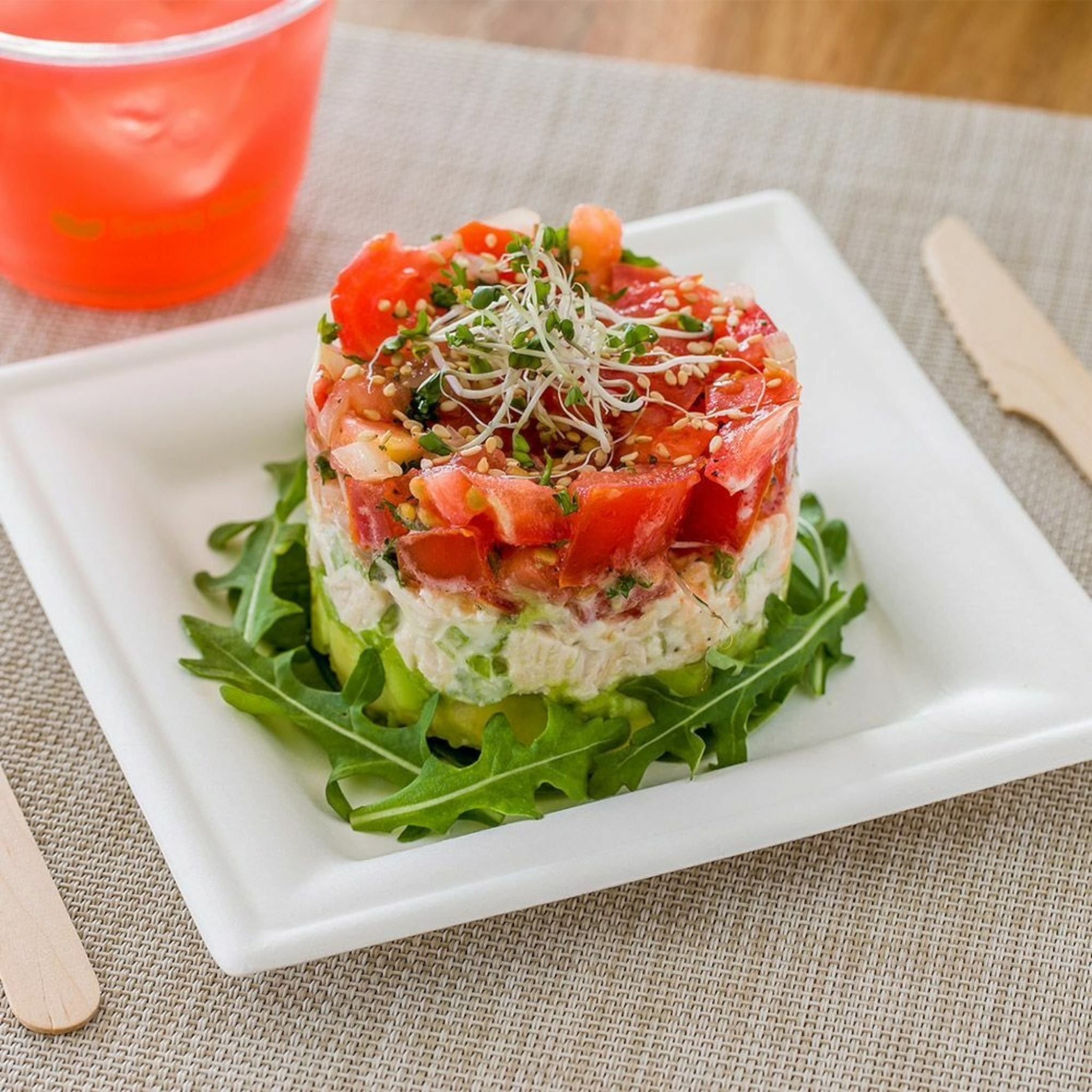 Biodegradable Bagasse Takeaway Plate Square 26x26cm 5pack