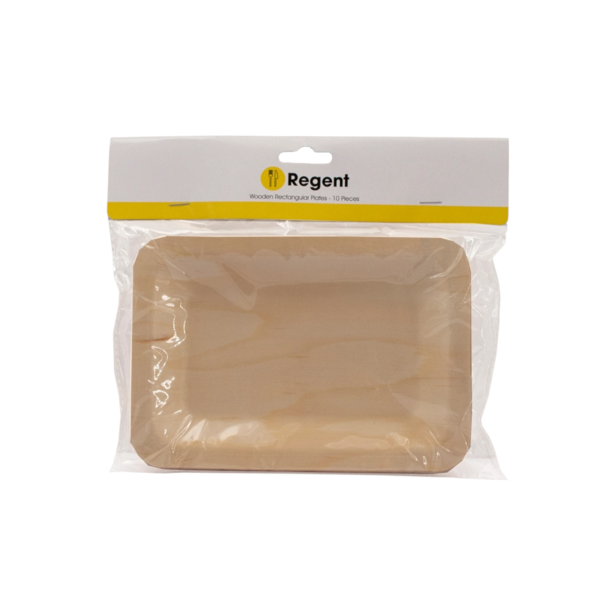Regent Disposable Bamboo Wooden Plates Rectangular 190x130x10mm 10pack 35210