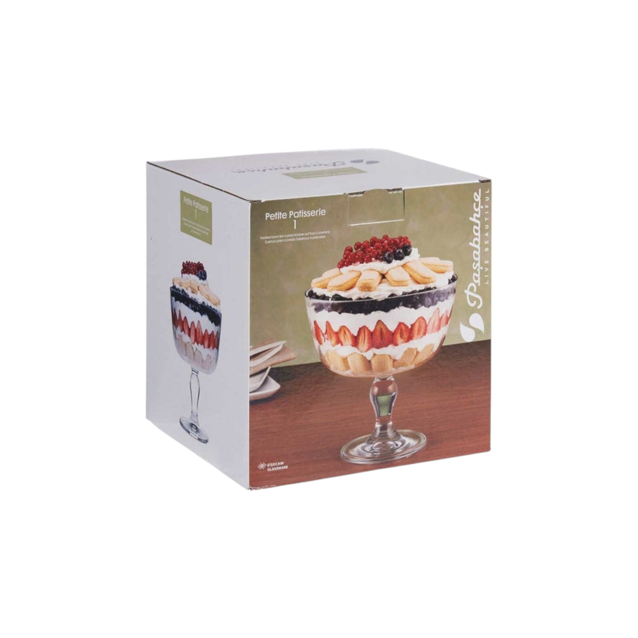 Pasabahce Petite Patisserie Glass Trifle Serving Dish Bowl 22cm on Footed Stand 24237