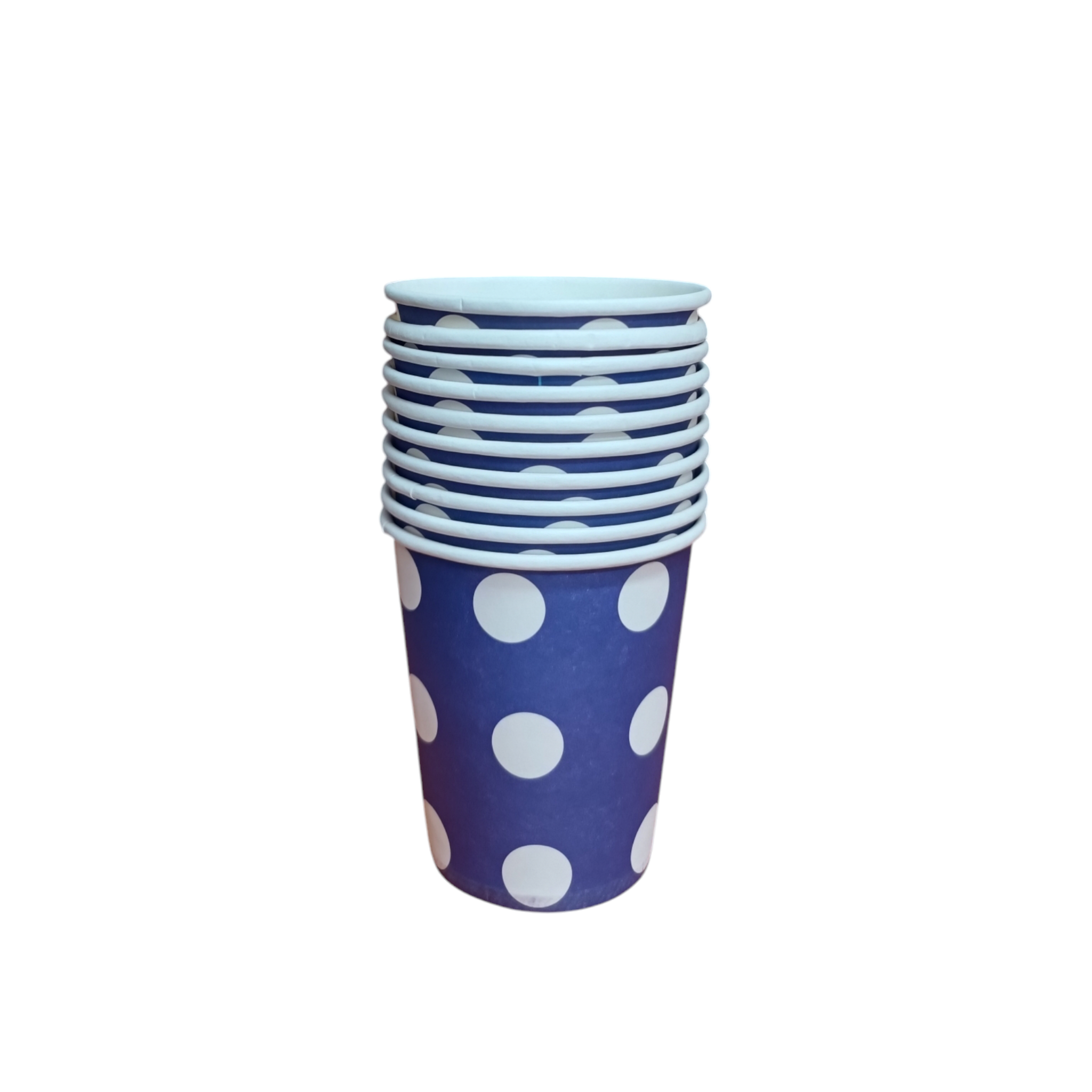 Disposable Party Paper Cups Blue & White Polka Dot 10pack