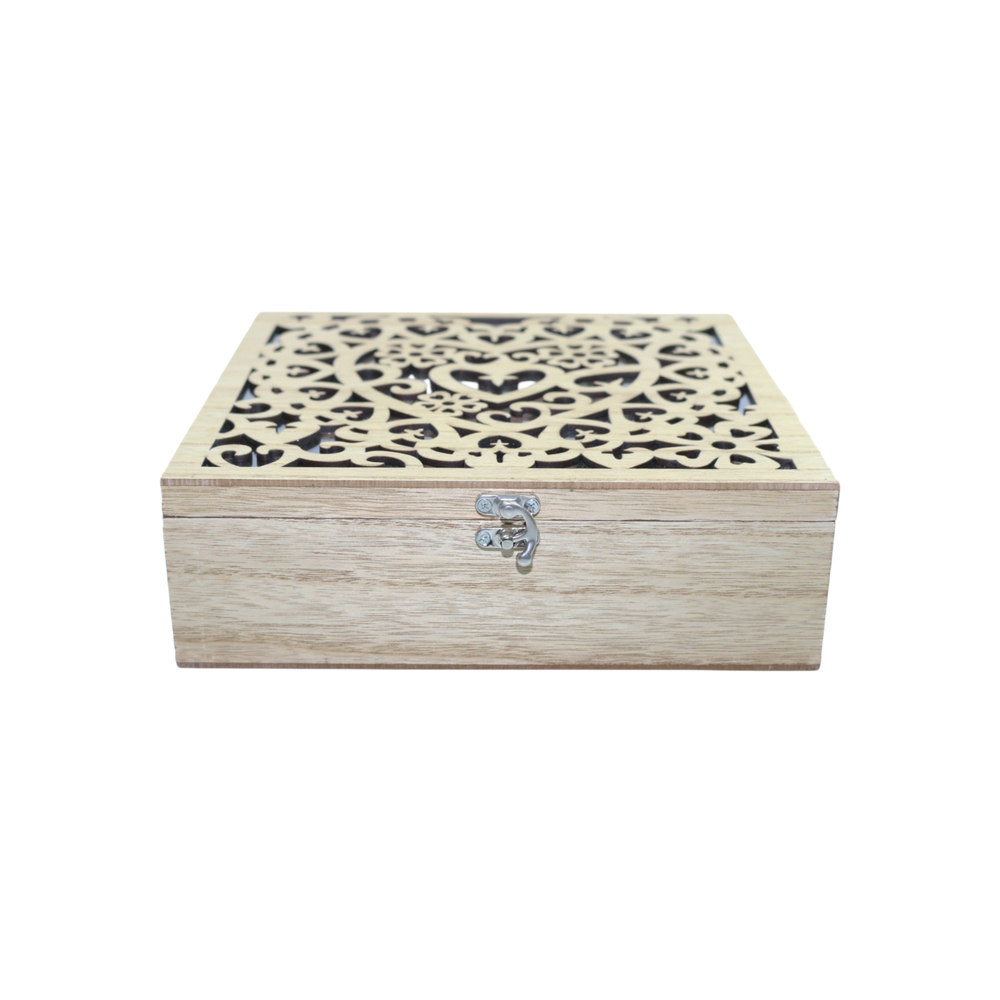 Wooden Tea Storage Box - Heart Design 28312