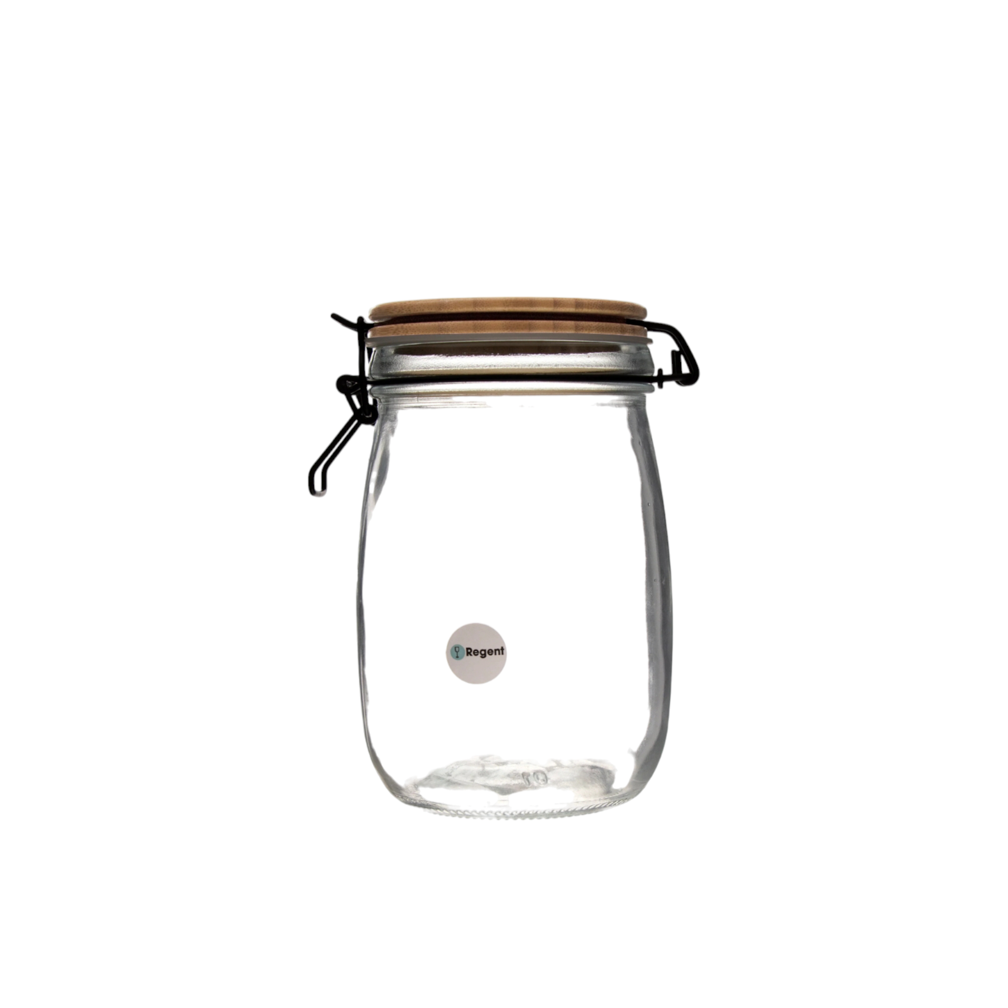 Regent Hermetic Glass Canister 1L with Bamboo Lid & Black Clip
