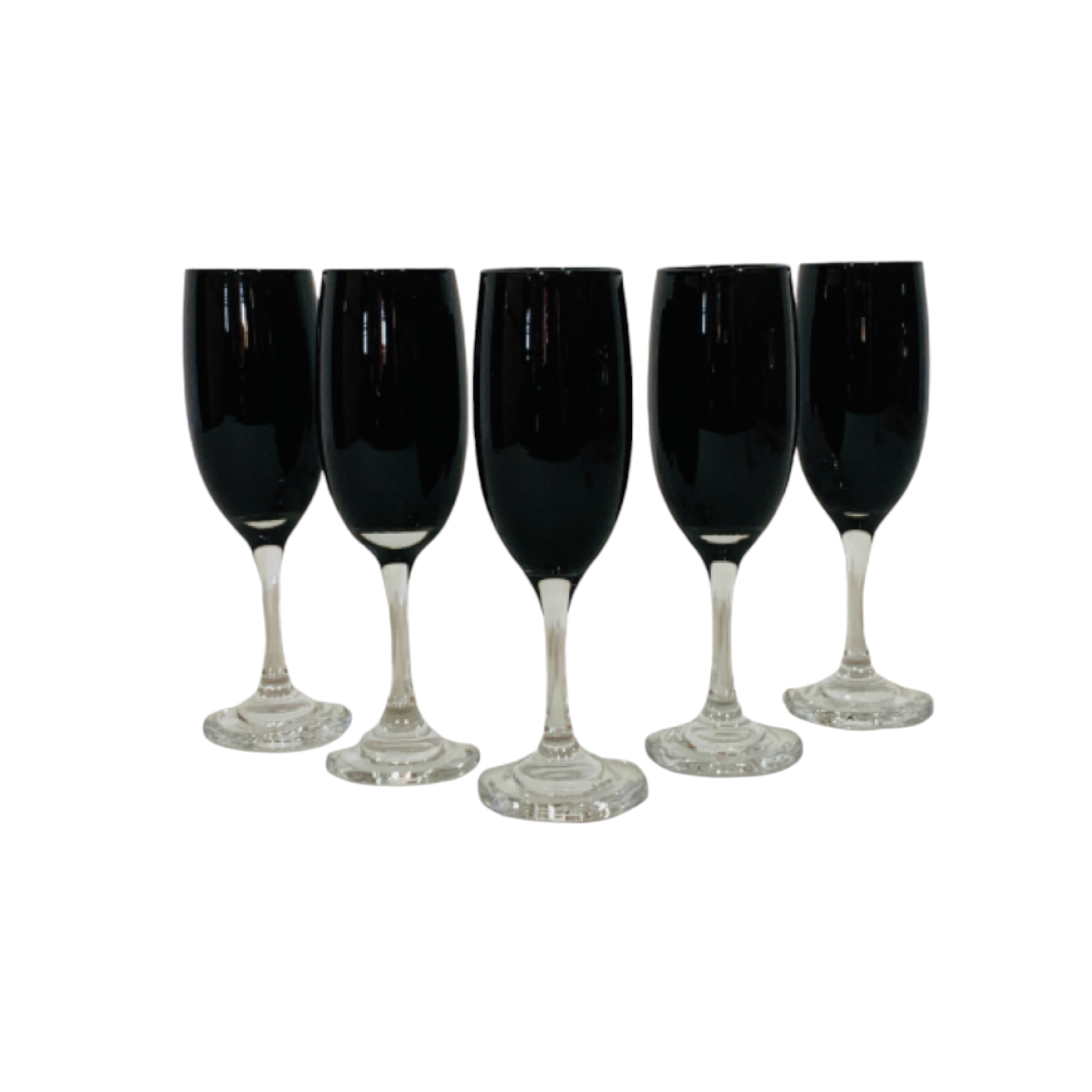 Glass Stemmed Tumbler Black 190ml Champagne 6pack