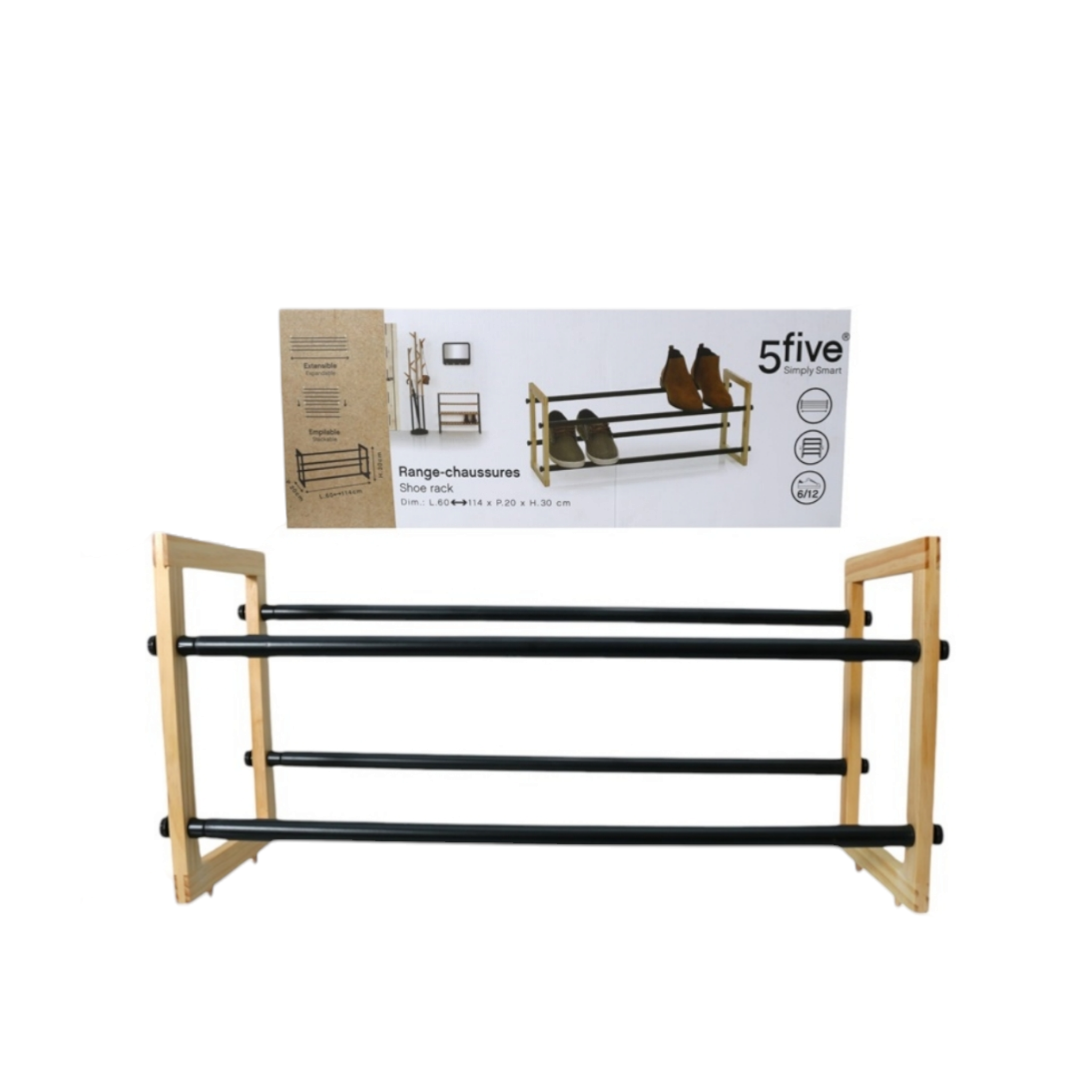 5five Metal & Wood Shoe Rack