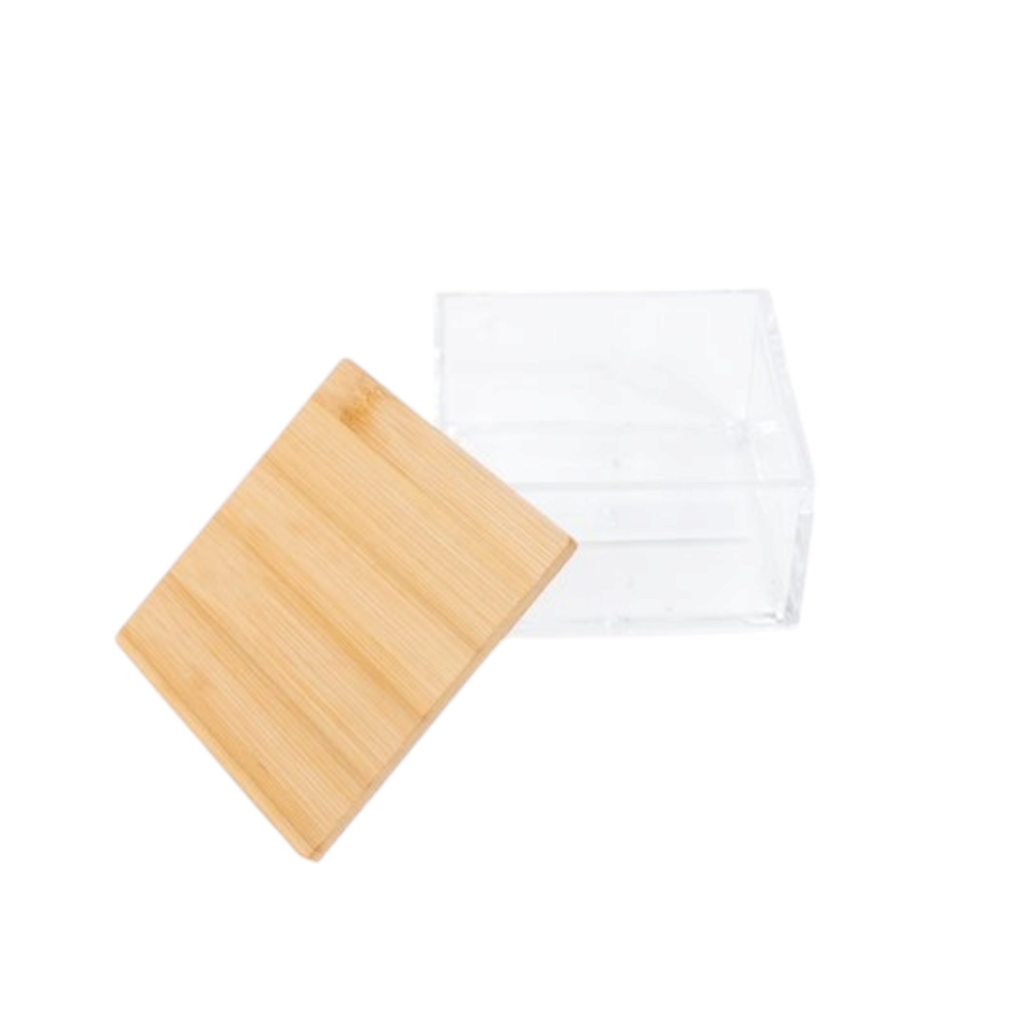 5Five Selena Acrylic Storage Box Square Bamboo Lid