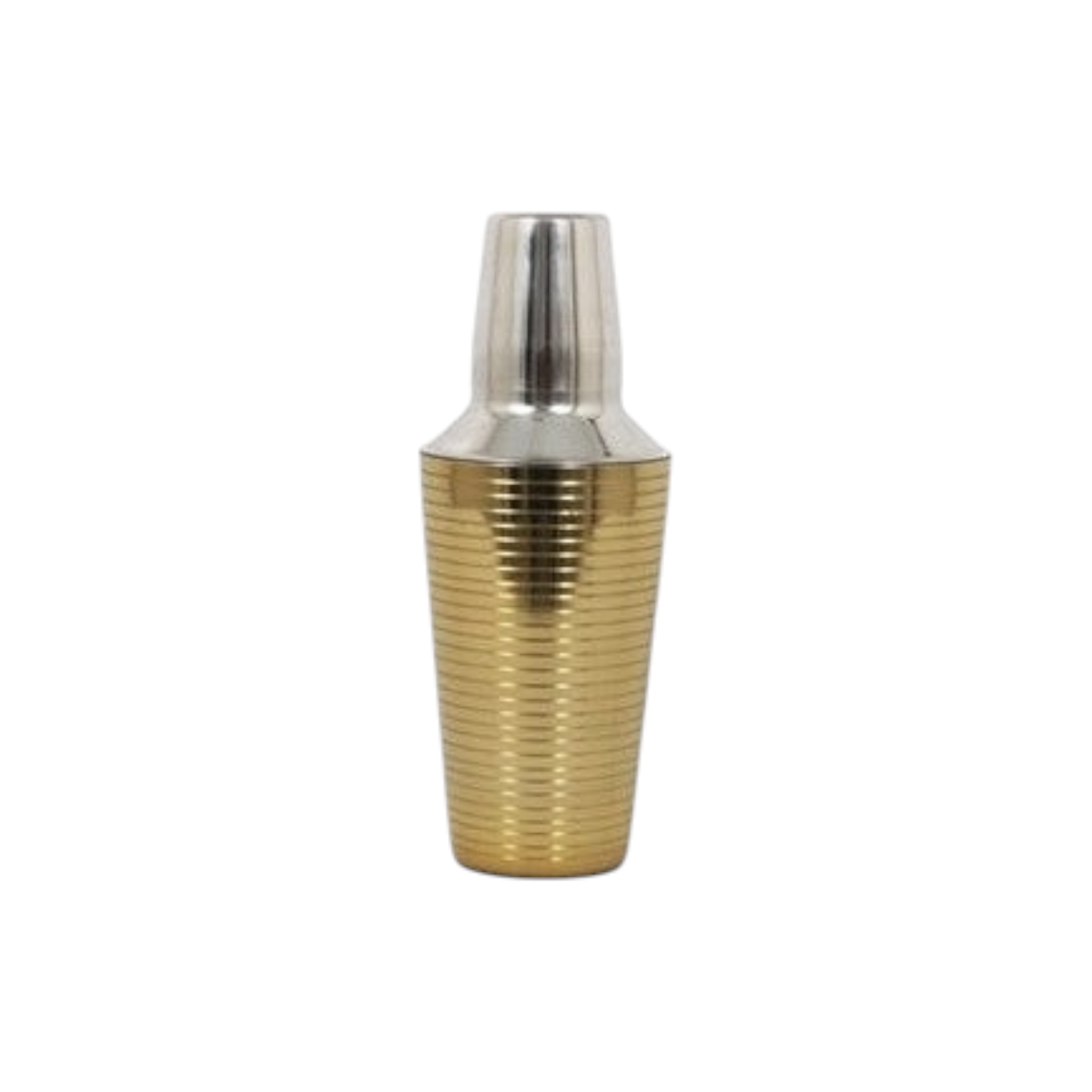 Cocktail Shaker Gold Ribbed & Silver Lid Stainless Steel 500ml 9x22cm 13109