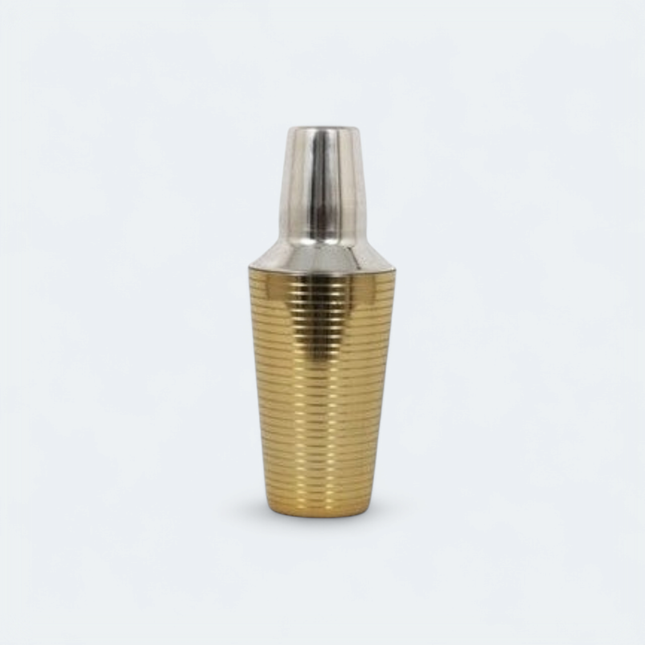 Cocktail Shaker Gold Ribbed & Silver Lid Stainless Steel 500ml 9x22cm 13109