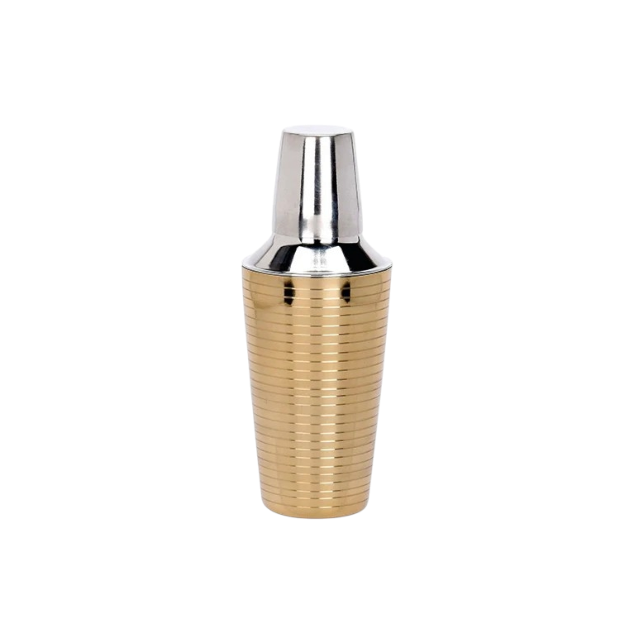 Cocktail Shaker Gold Ribbed & Silver Lid Stainless Steel 500ml 9x22cm 13109