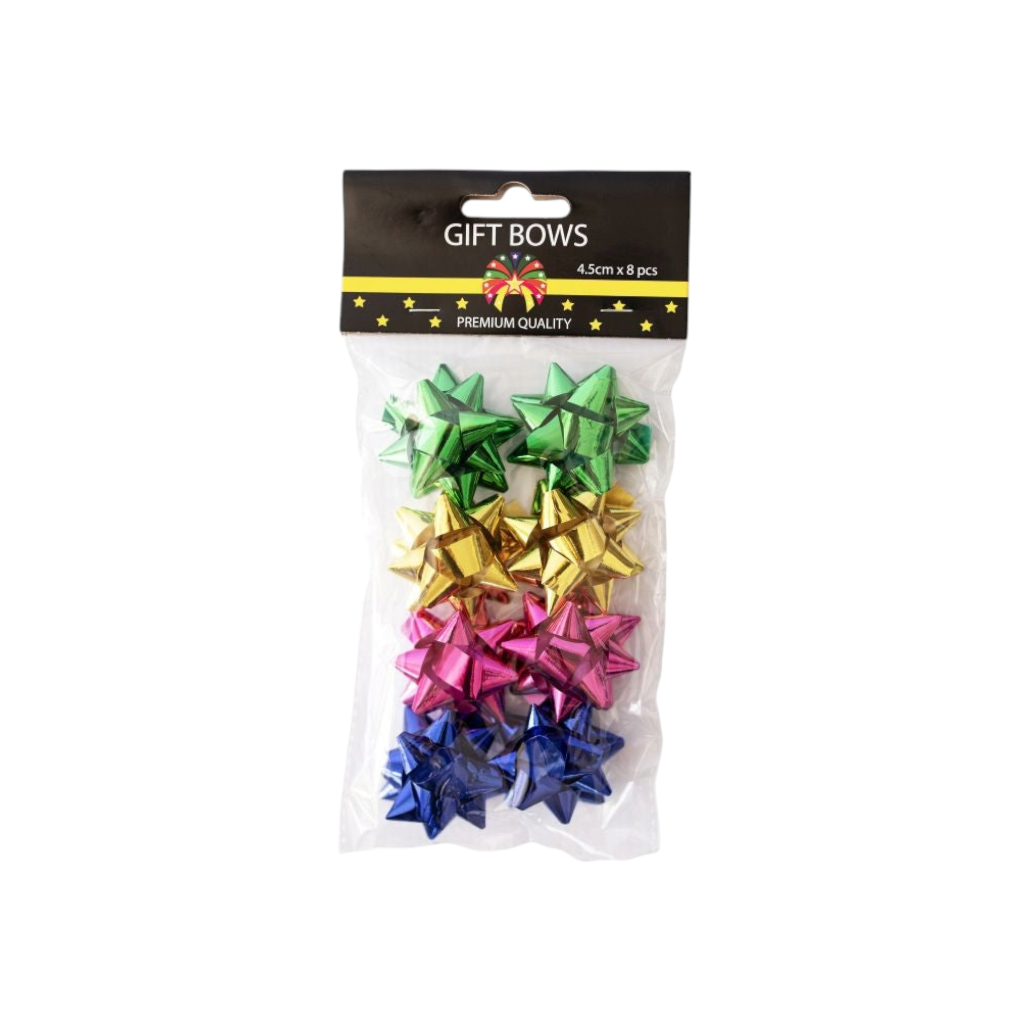 Metallic Gift Bows Decor 4.5cm 8pack Assorted 8pc