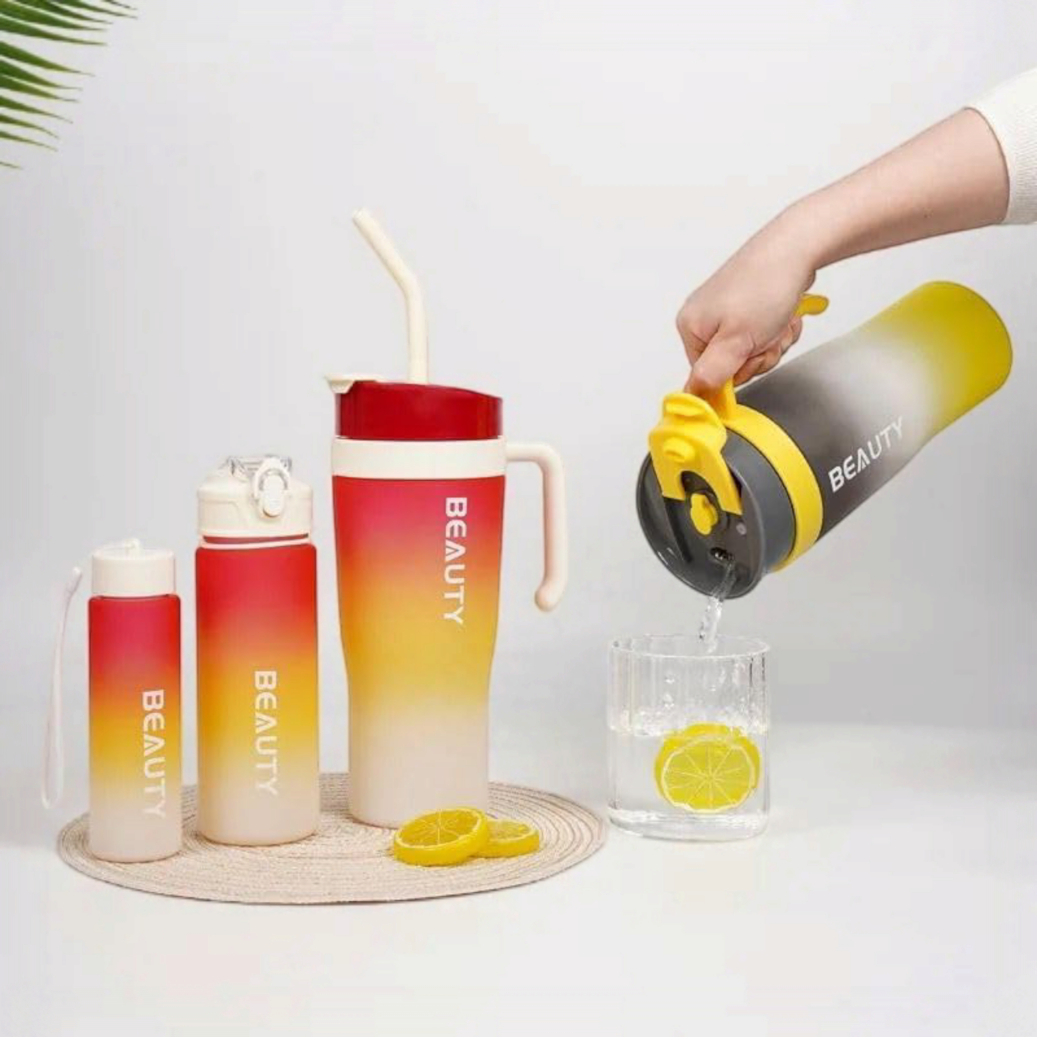 1.2L 3-Piece Water Bottles with Handle & Straw