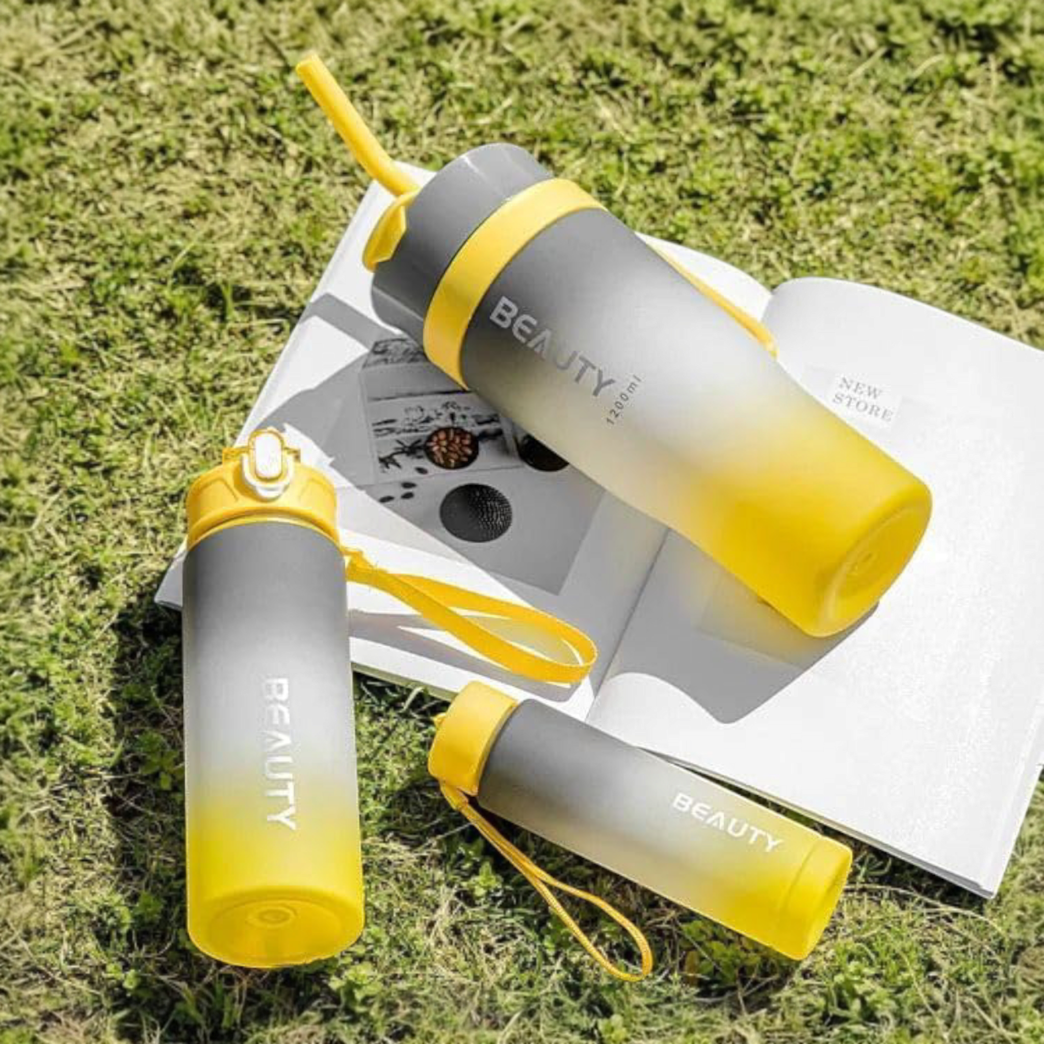 1.2L 3-Piece Water Bottles with Handle & Straw