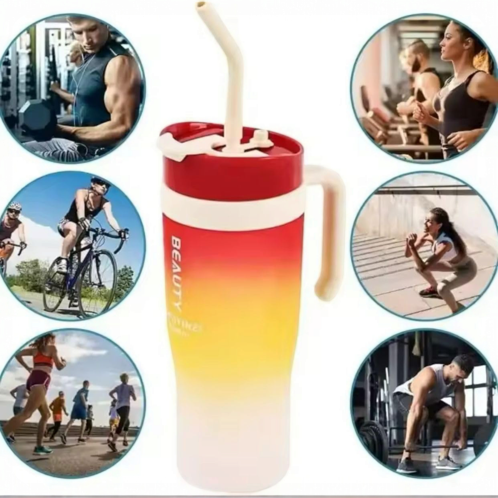 1.2L 3-Piece Water Bottles with Handle & Straw