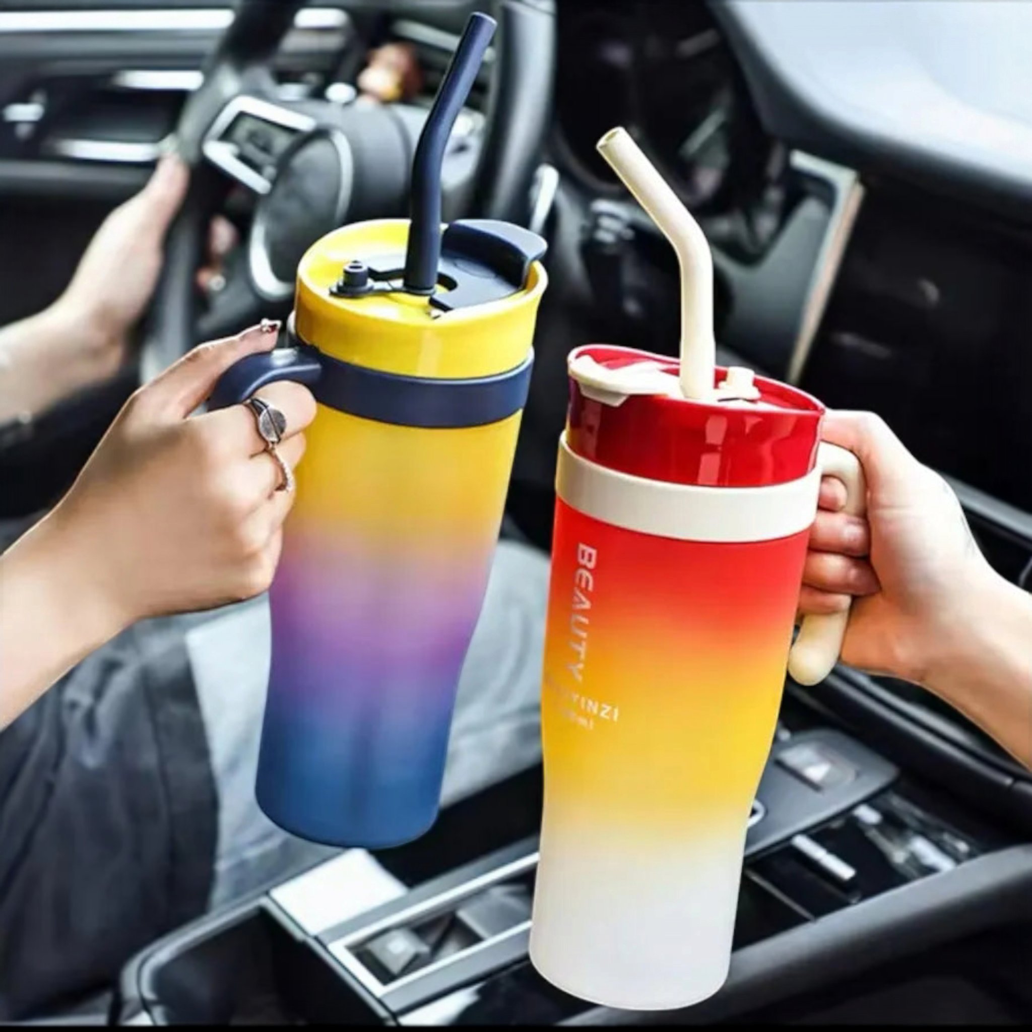 1.2L 3-Piece Water Bottles with Handle & Straw