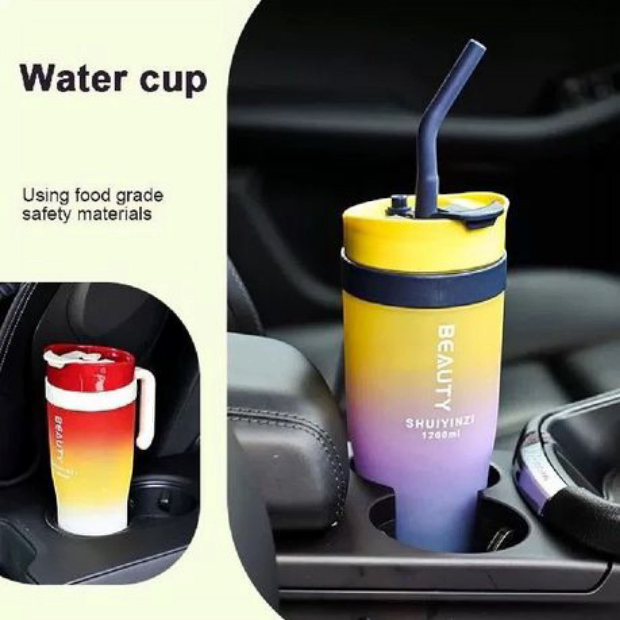 1.2L 3-Piece Water Bottles with Handle & Straw