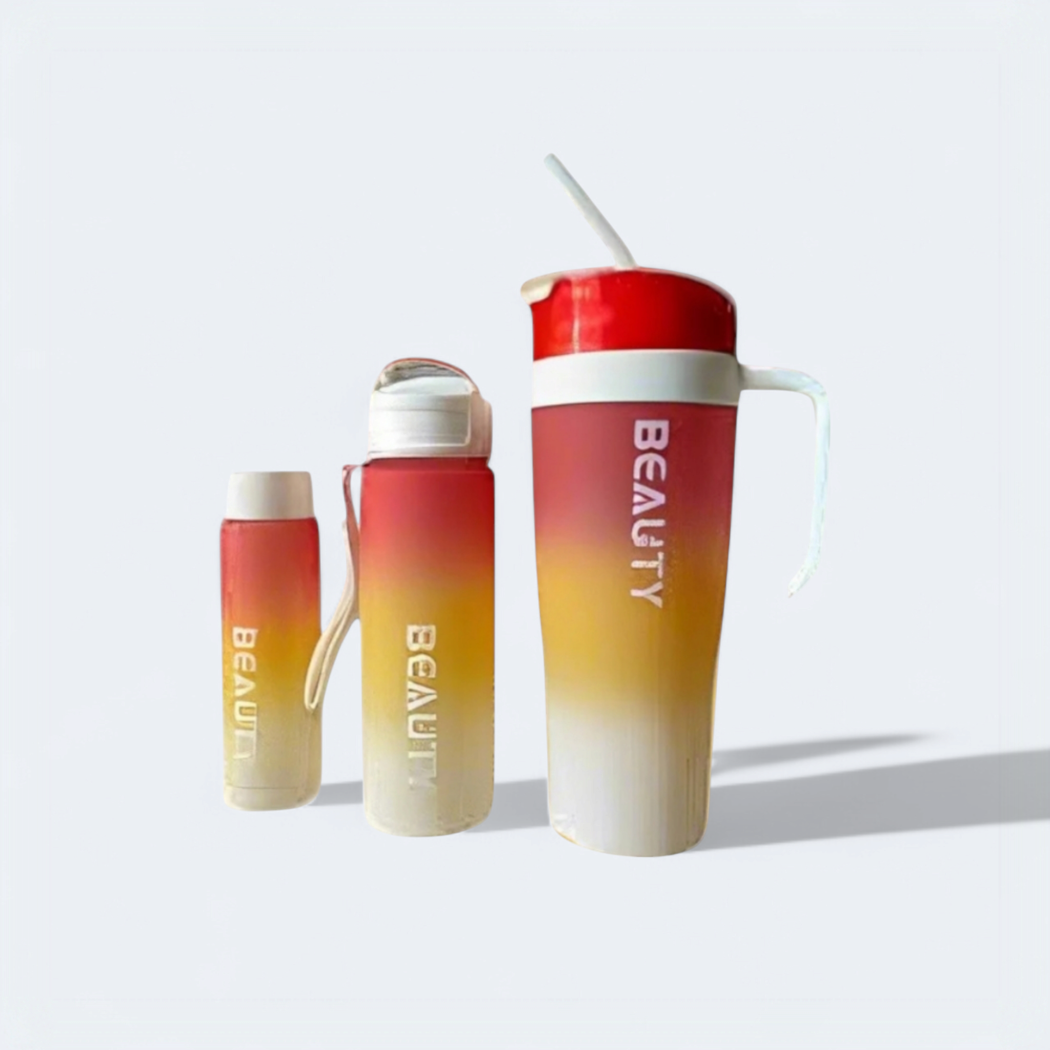 1.2L 3-Piece Water Bottles with Handle & Straw