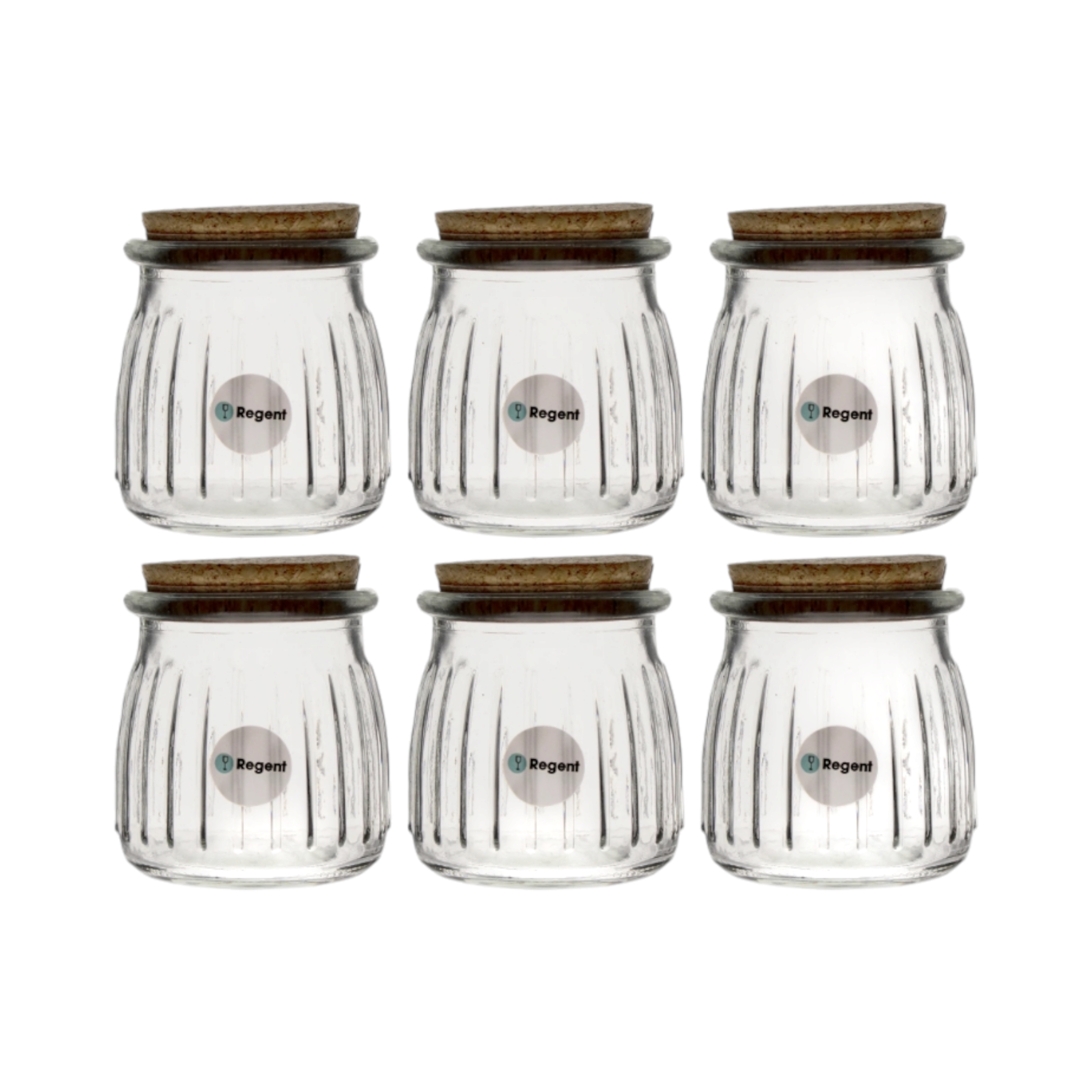 Regent Glass Round Ribbed Bottle 160ml with Cork Lid 6pack