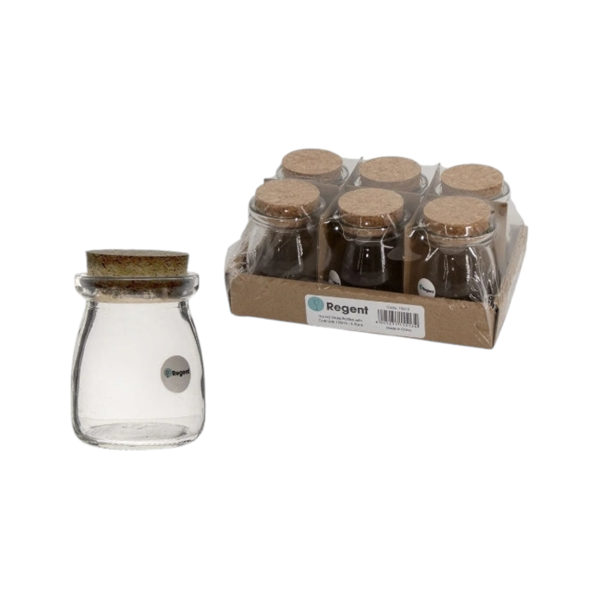 Regent Glass Bottle 100ml with Cork Lid 6pack 15513