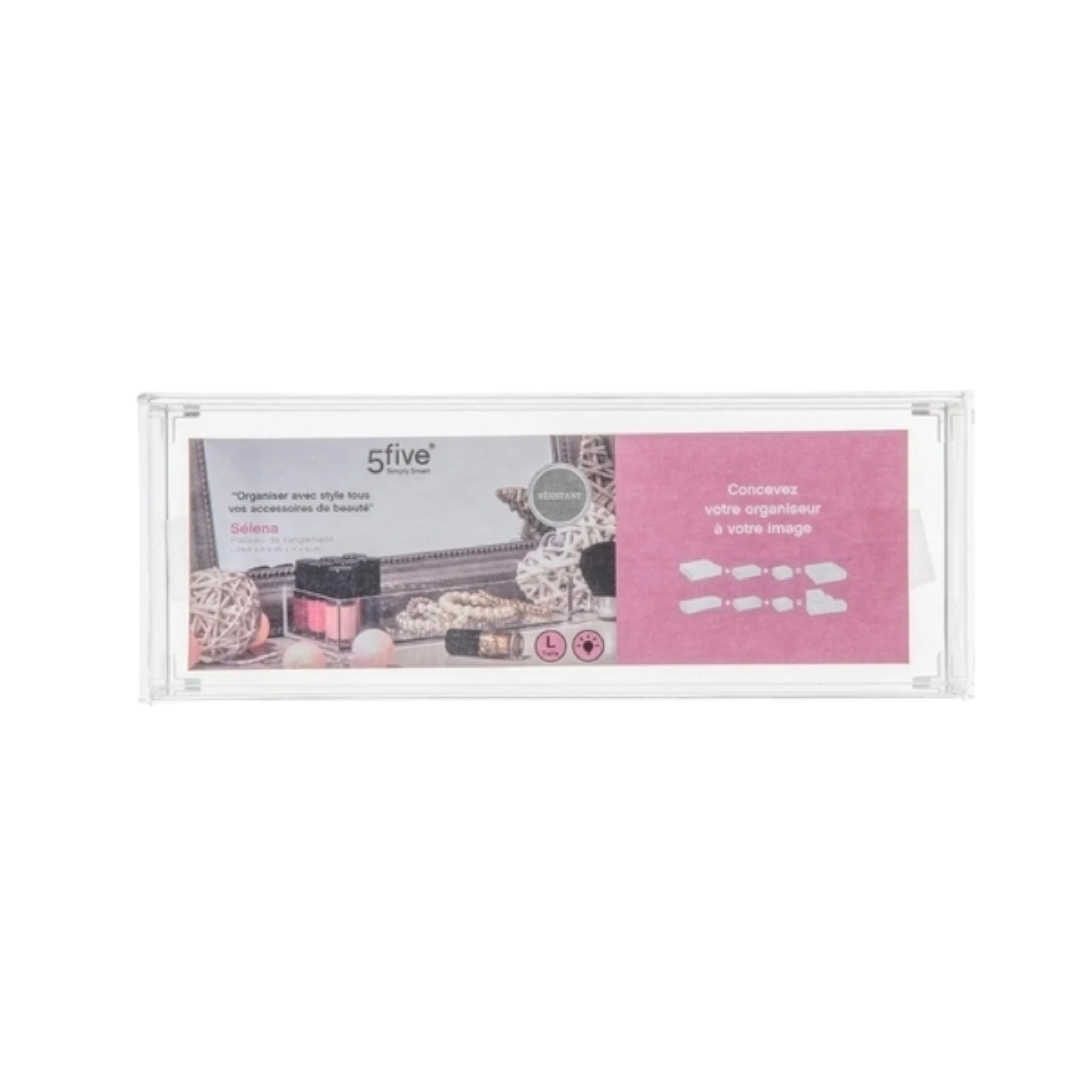 5five Selena Acrylic Storage Organizer Box Rectangular 25.6x9.6x4.8cm