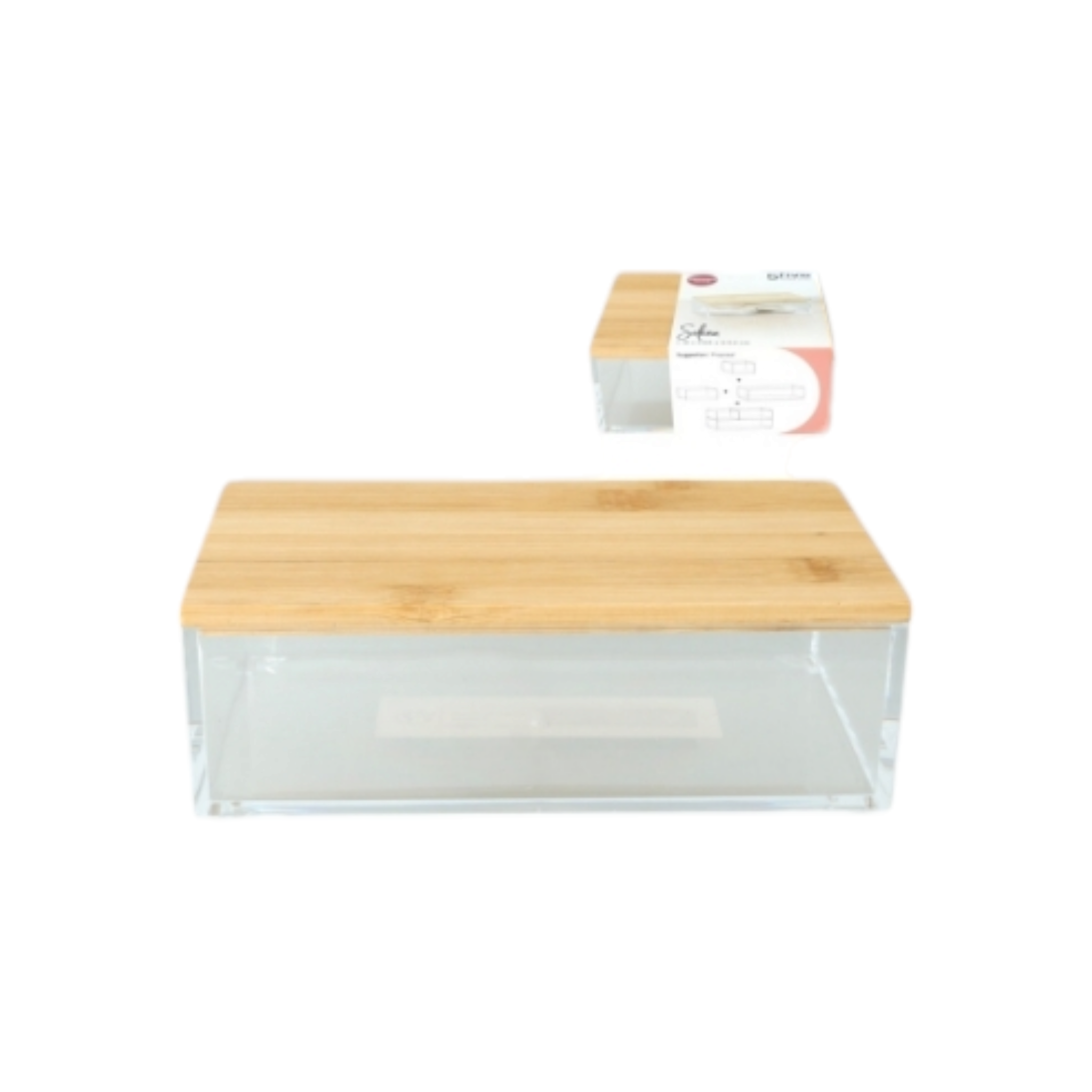 5Five Selena Acrylic Storage Box Rectangular Bamboo Lid