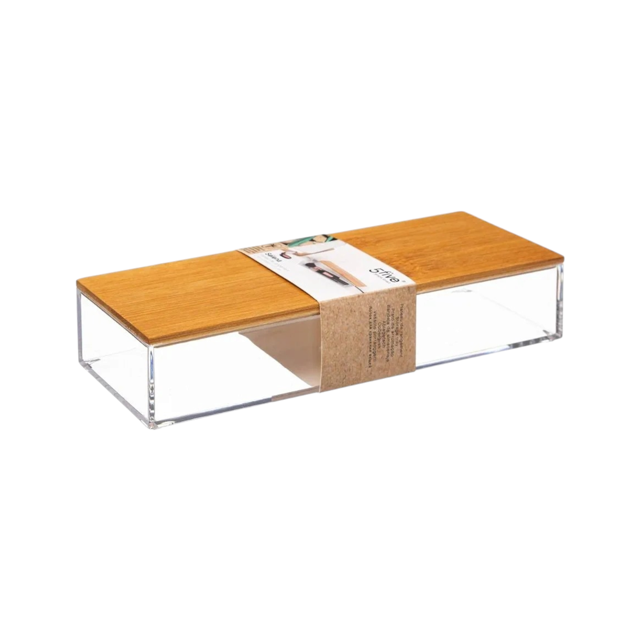 5Five Selena Acrylic Storage Box Rectangular Bamboo Lid