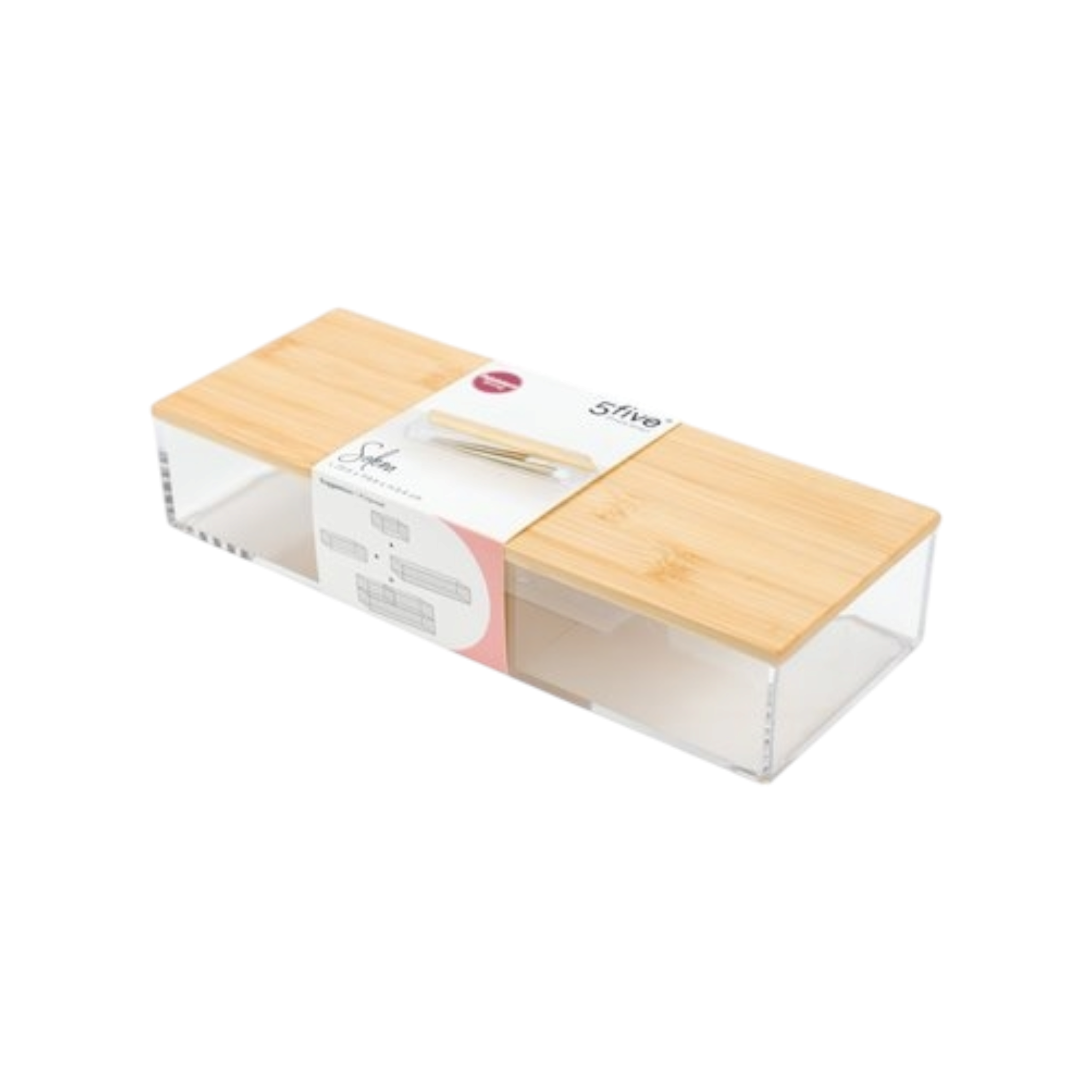 5Five Selena Acrylic Storage Box Rectangular Bamboo Lid