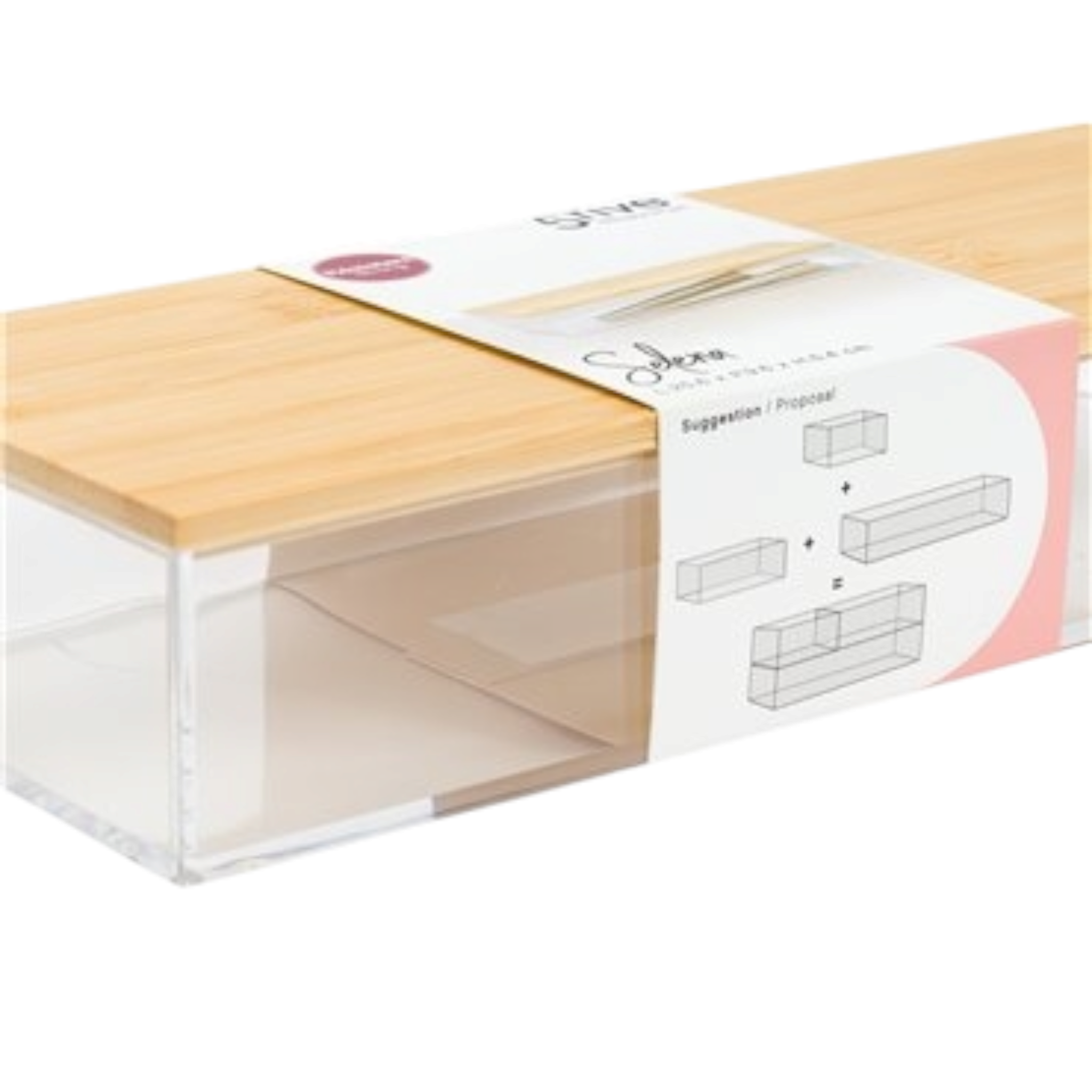 5Five Selena Acrylic Storage Box Rectangular Bamboo Lid