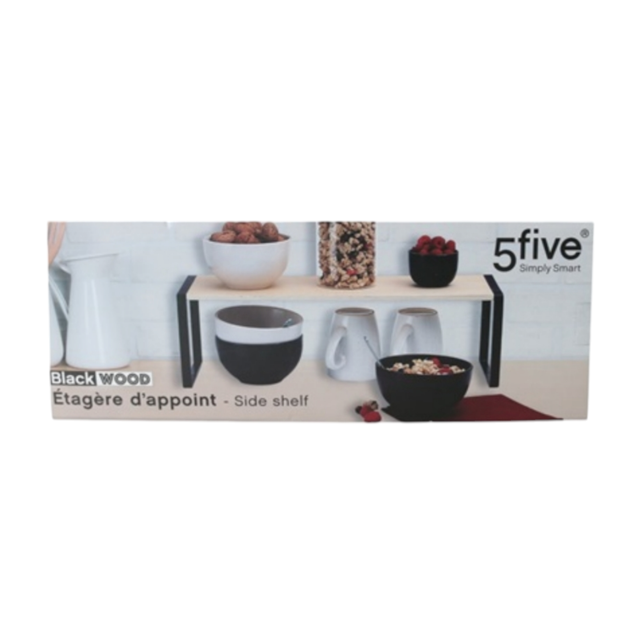 5Five Shelf Mini Wood Table Metal Stand Minimalistic Countertop Storage Small 50x18x15cm