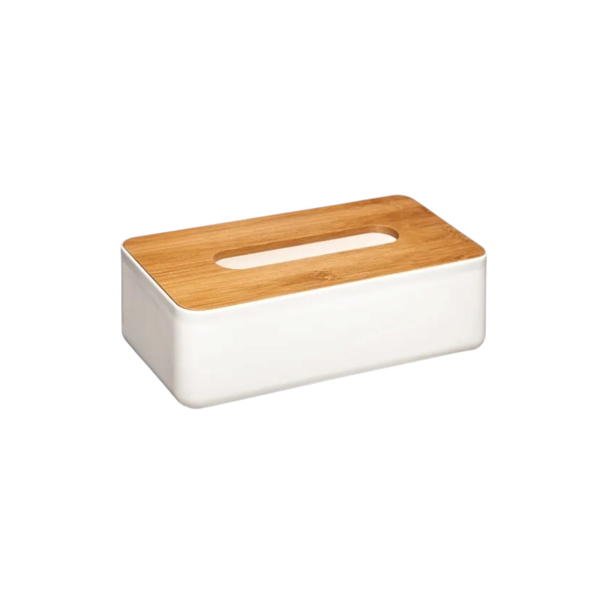 5Five Tissue Box PP Natureo White with Wooden Lid