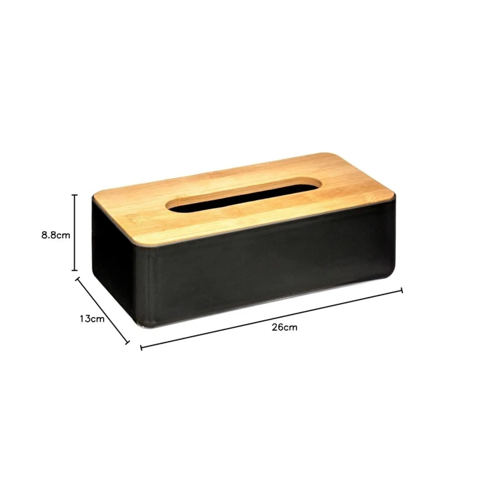 5Five Tissue Box PP Natureo Black with Wooden Lid