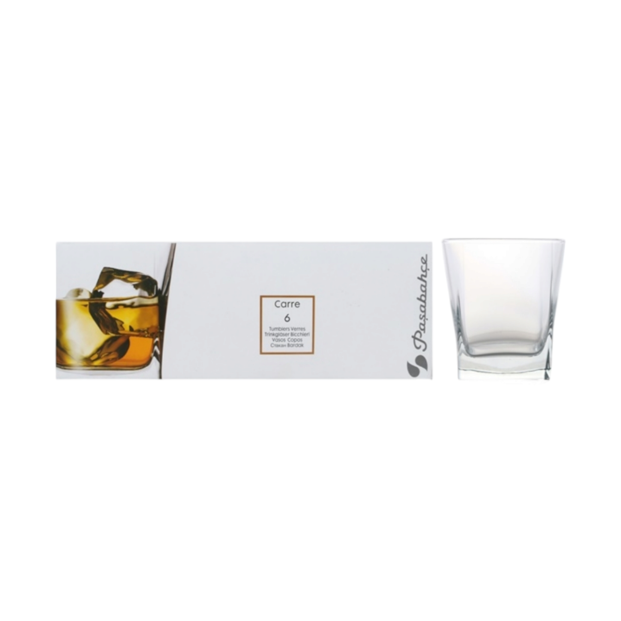 Pasabahce Carre Glass Tumbler 310ml Whiskey 6Pack