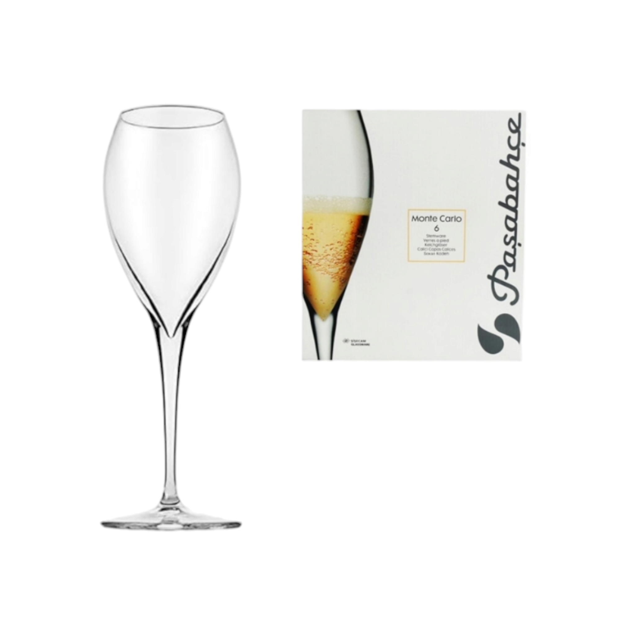 Pasabahce Monte Carlo Glass Tumbler 225ml Stemmed White Wine 6pack