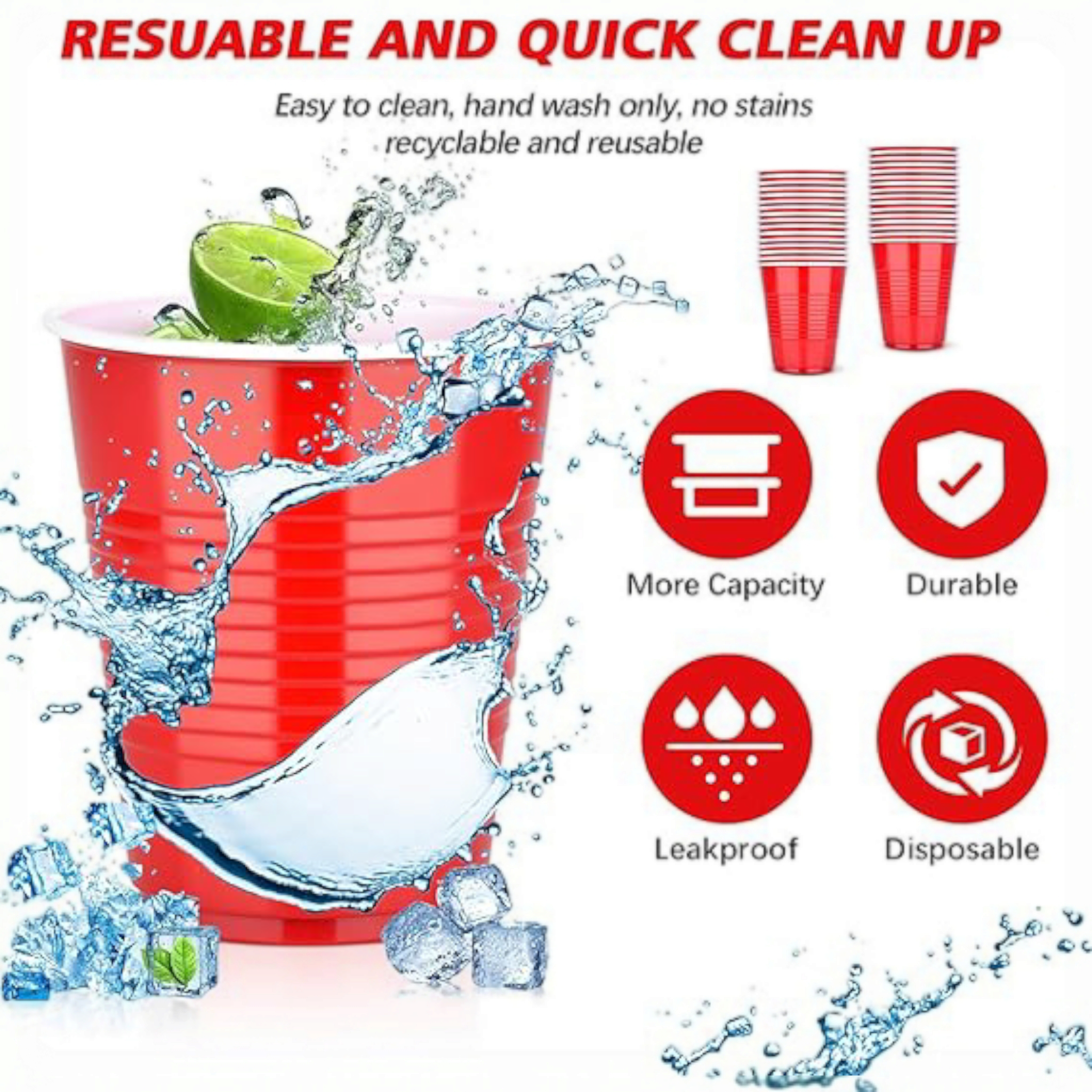 Disposable Fagen Plastic Cups 480ml 20pack