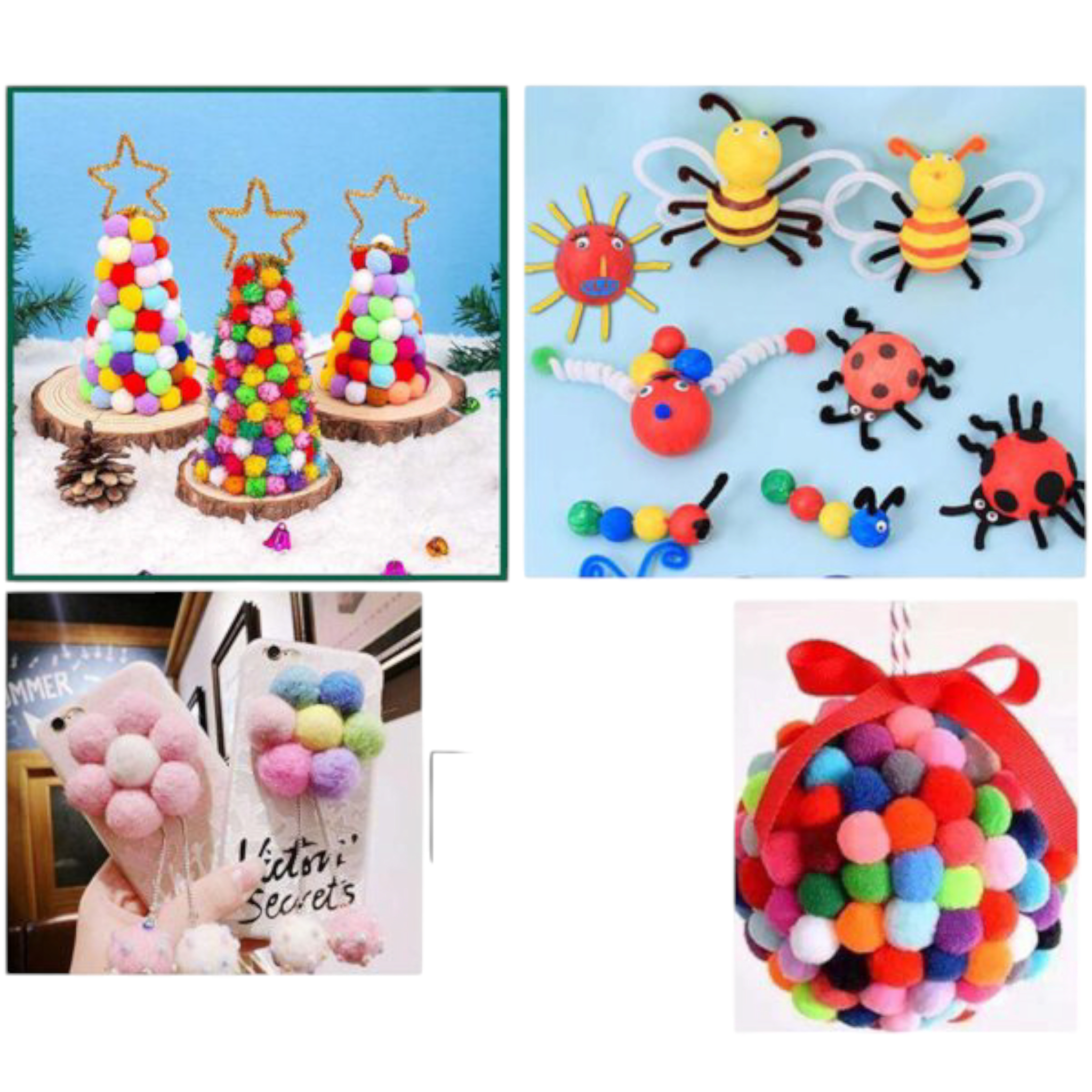 DIY Pom-Pom 1.5cm Solid Color 60pack